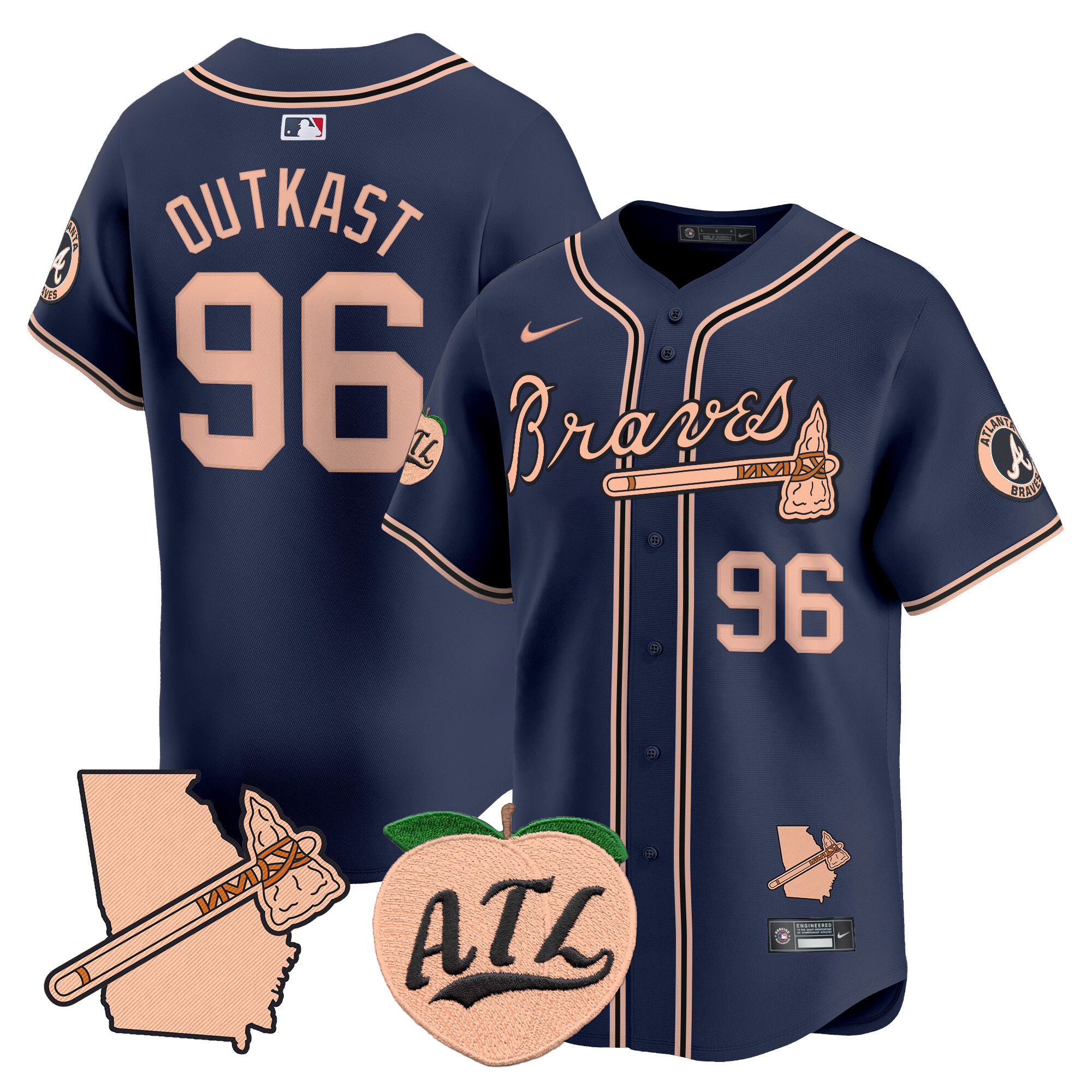 Men's Atlanta Braves Peach Vapor Premier Limited Jersey - All Stitched