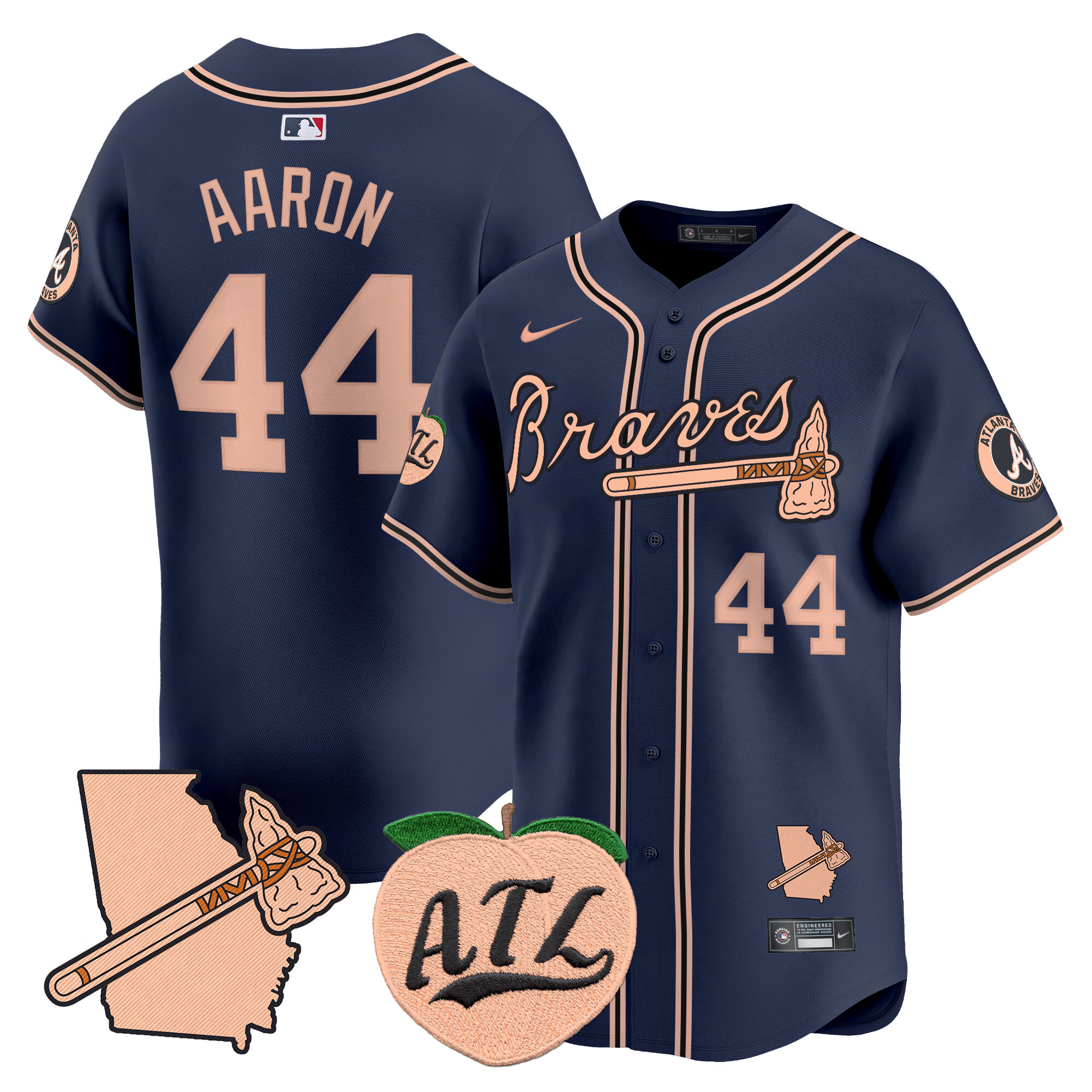 Men's Atlanta Braves Peach Vapor Premier Limited Jersey - All Stitched