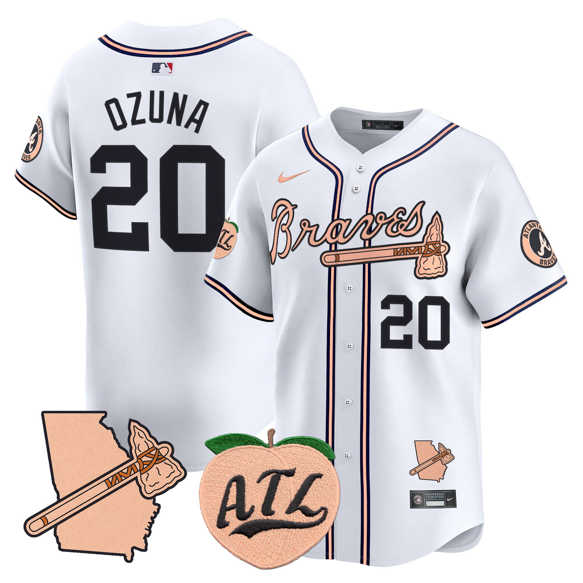 Men's Atlanta Braves Peach Vapor Premier Limited Jersey - All Stitched