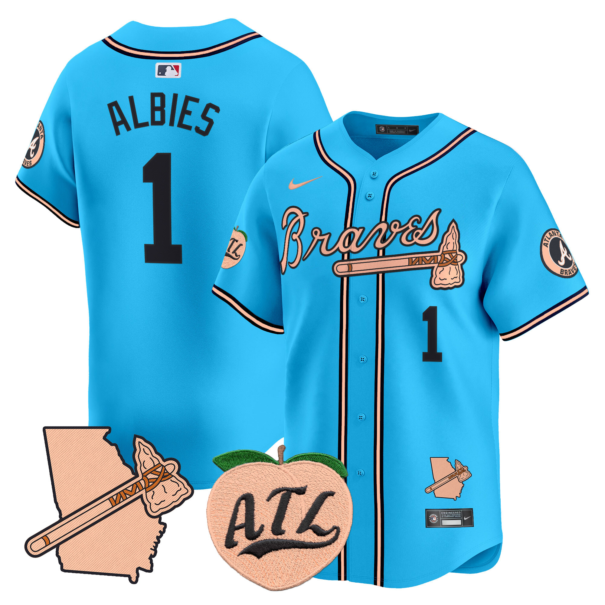 Men's Atlanta Braves Peach Vapor Premier Limited Jersey - All Stitched