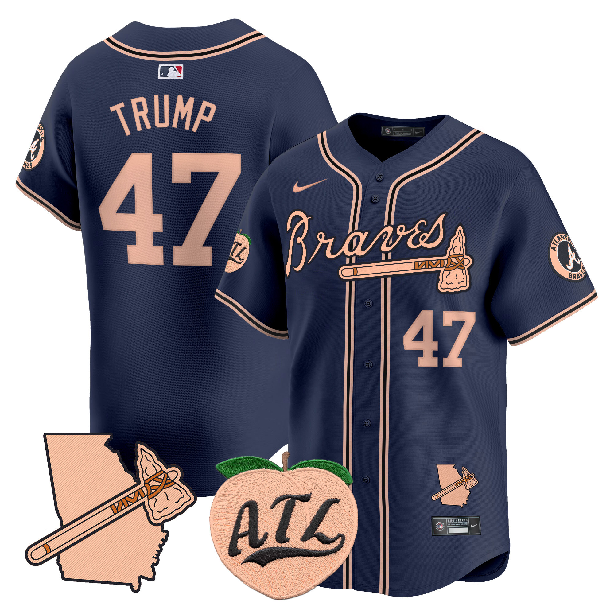 Men's Atlanta Braves Peach Vapor Premier Limited Jersey - All Stitched