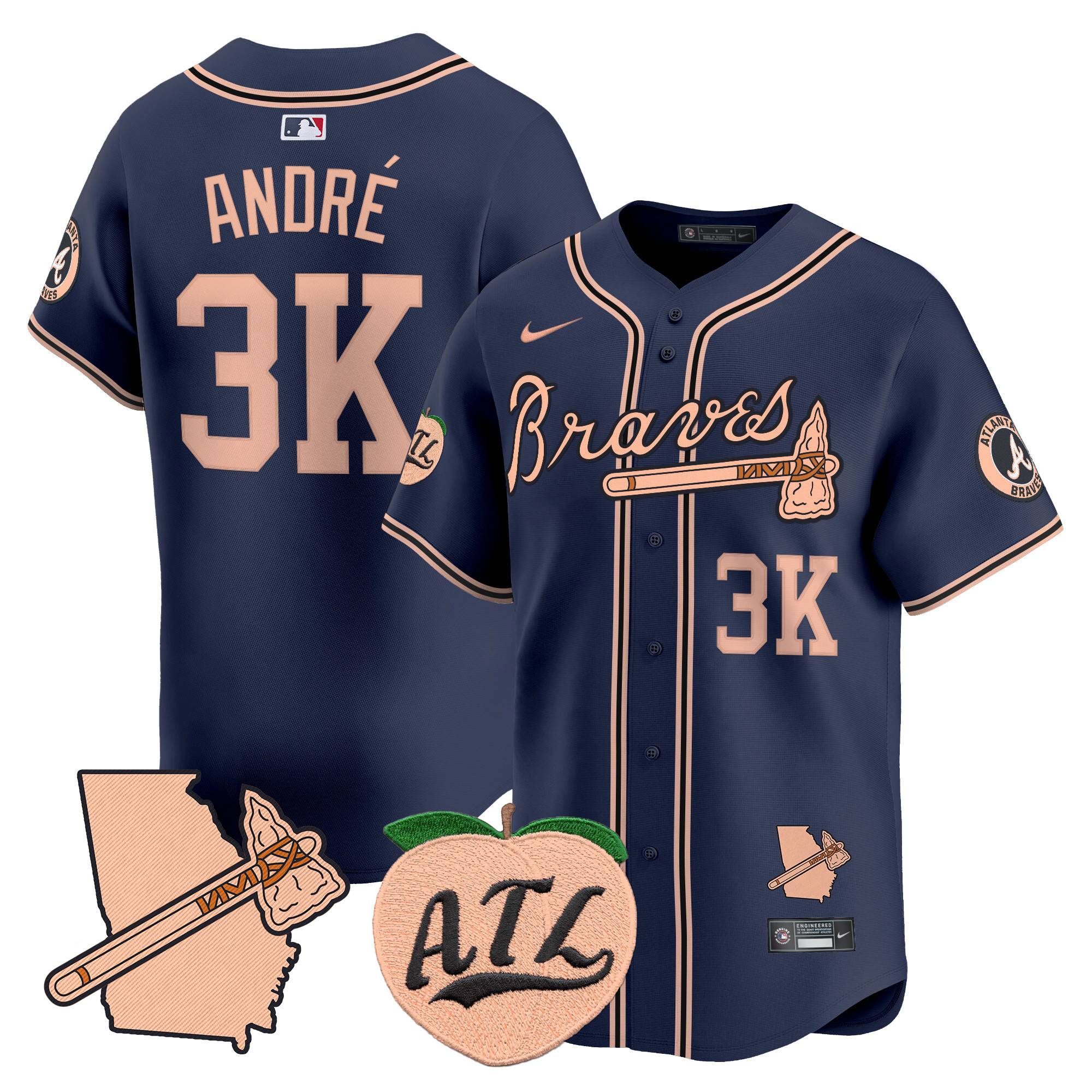 Men's Atlanta Braves Peach Vapor Premier Limited Jersey - All Stitched