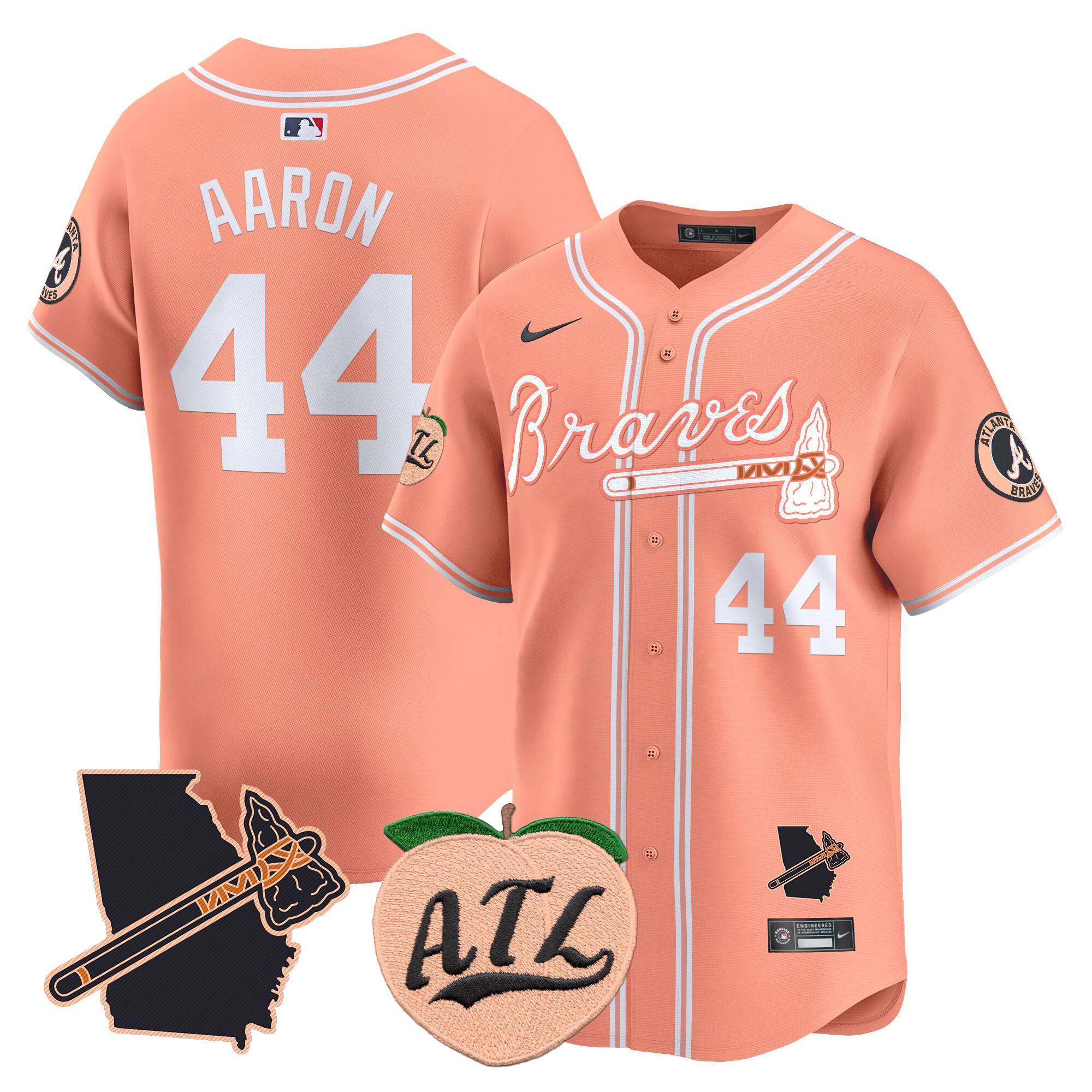 Men's Atlanta Braves Peach Vapor Premier Limited Jersey - All Stitched
