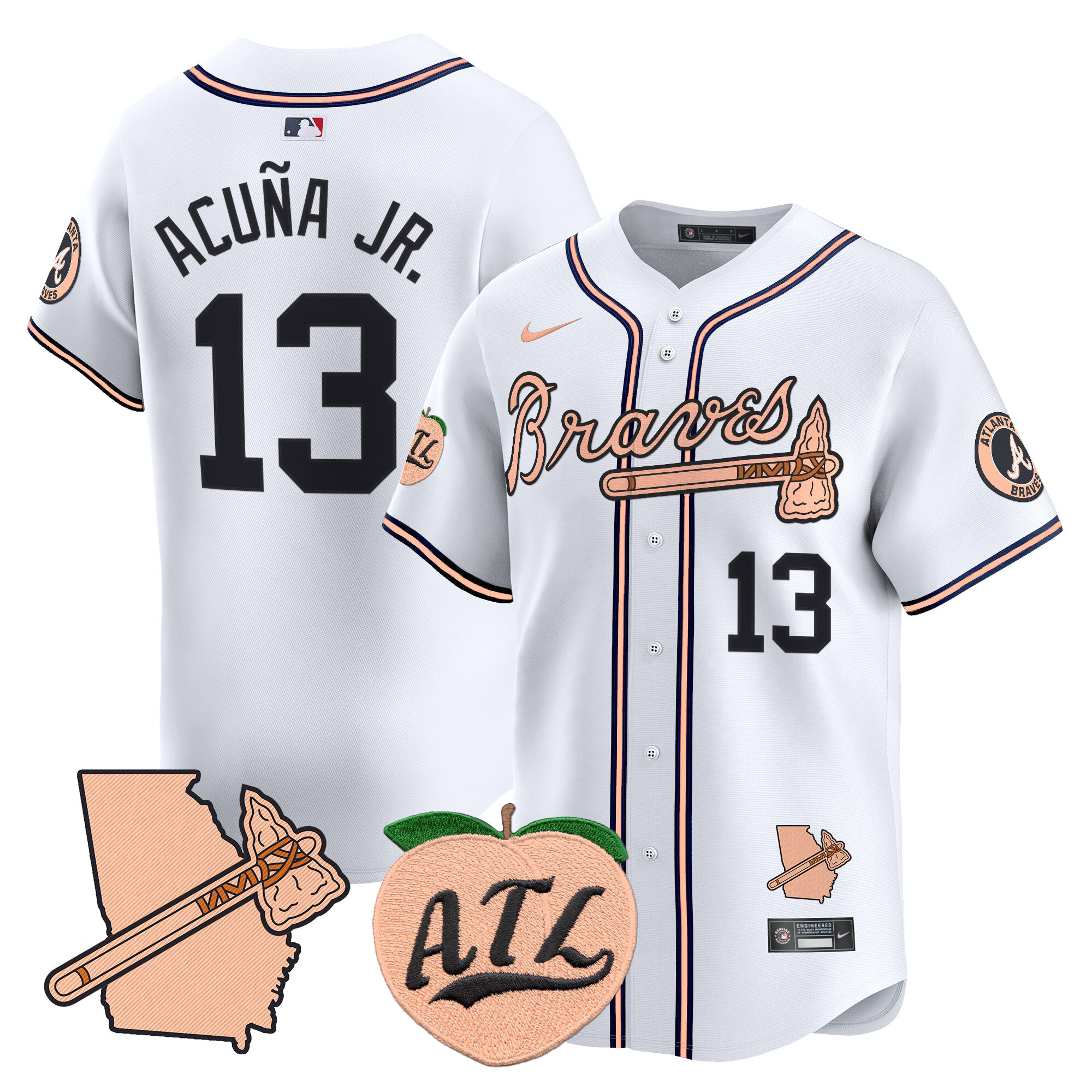 Men's Atlanta Braves Peach Vapor Premier Limited Jersey - All Stitched