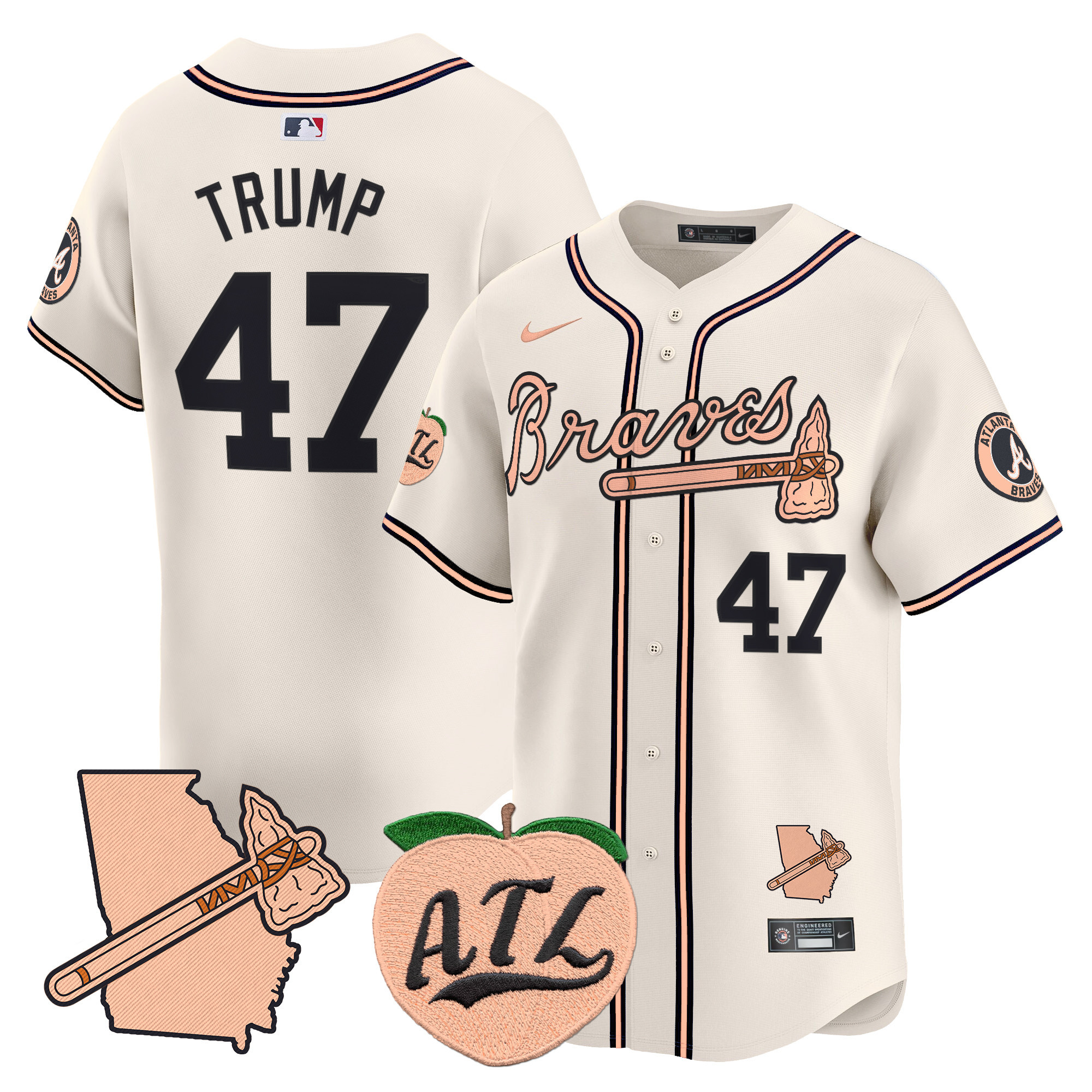 Men's Atlanta Braves Peach Vapor Premier Limited Jersey - All Stitched