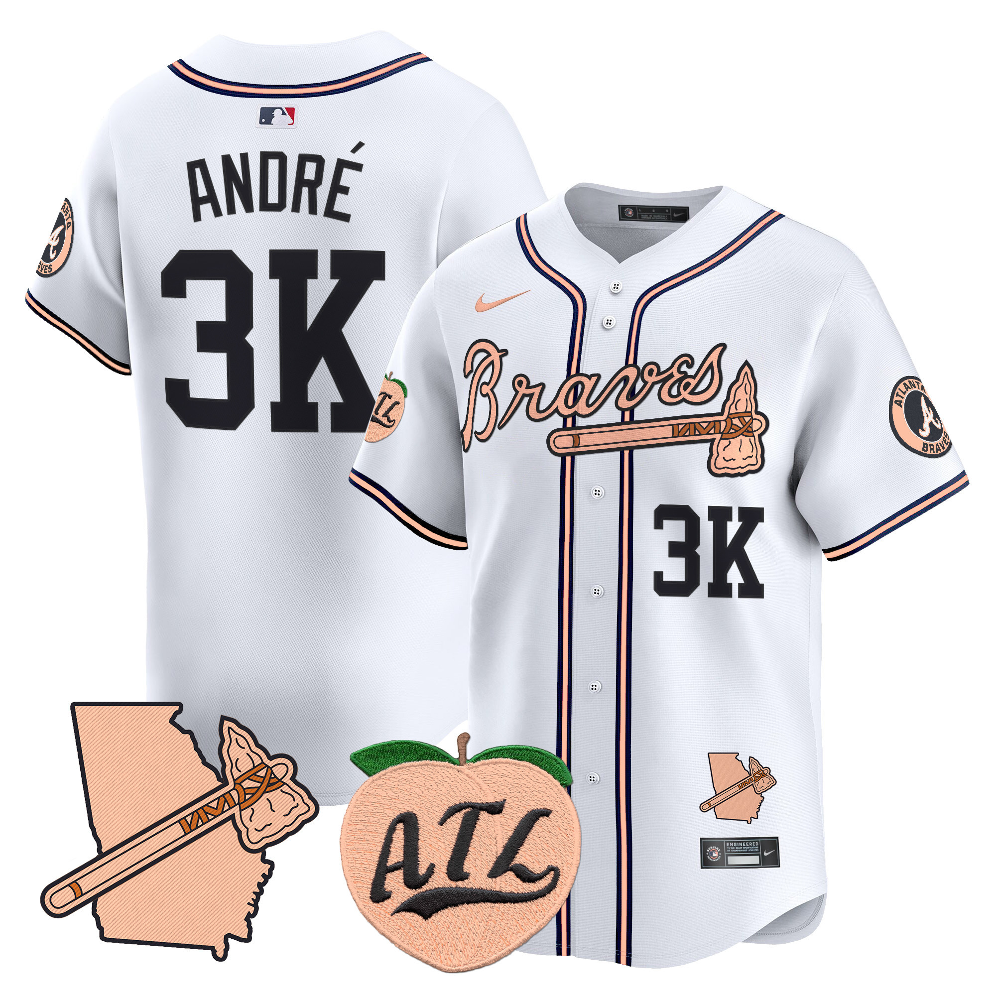 Men's Atlanta Braves Peach Vapor Premier Limited Jersey - All Stitched
