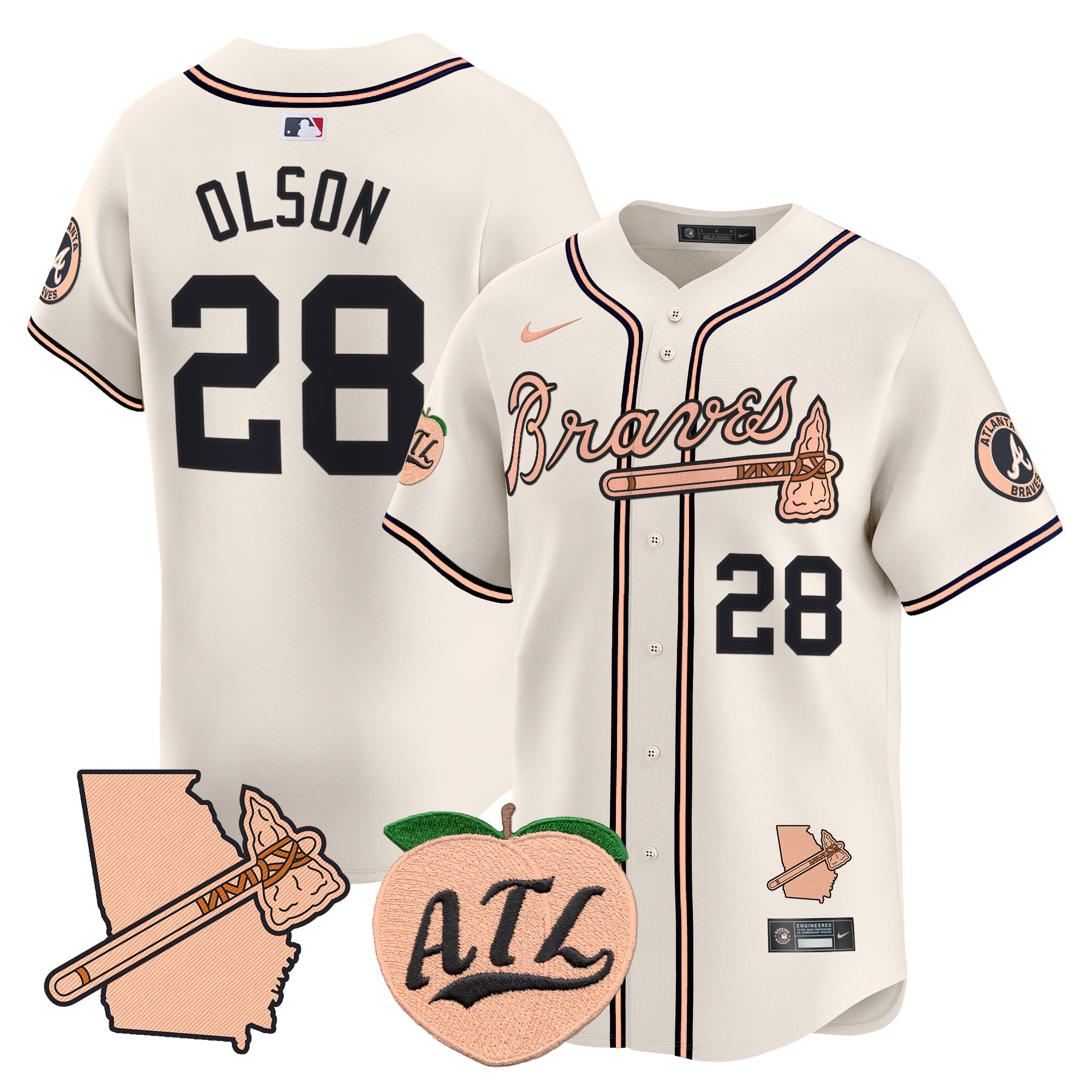Men's Atlanta Braves Peach Vapor Premier Limited Jersey - All Stitched
