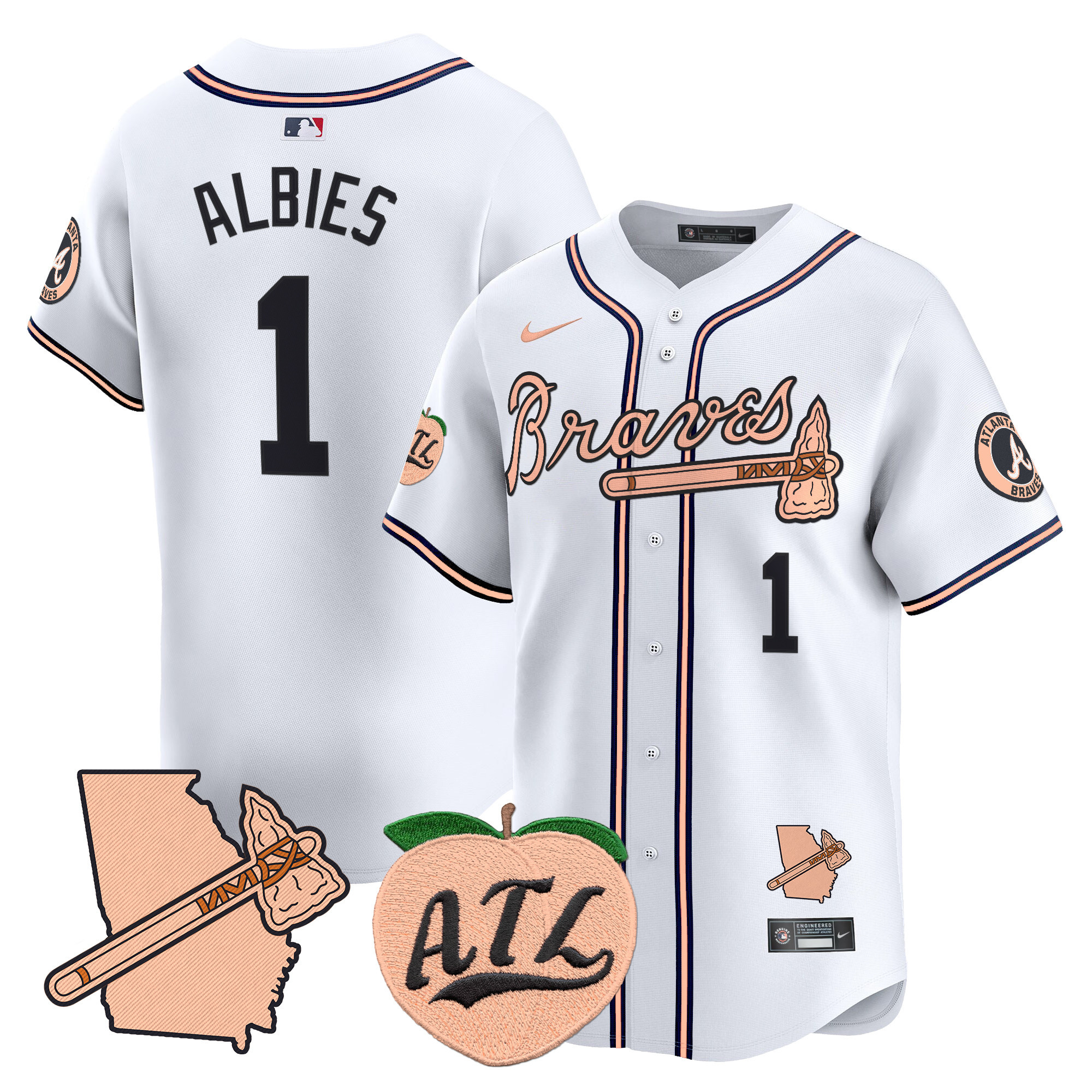 Men's Atlanta Braves Peach Vapor Premier Limited Jersey - All Stitched