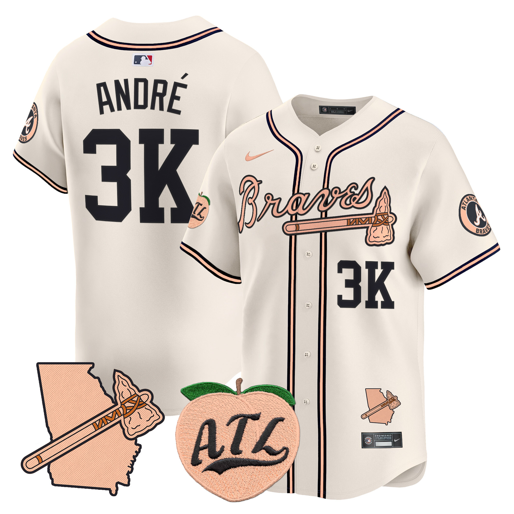 Men's Atlanta Braves Peach Vapor Premier Limited Jersey - All Stitched