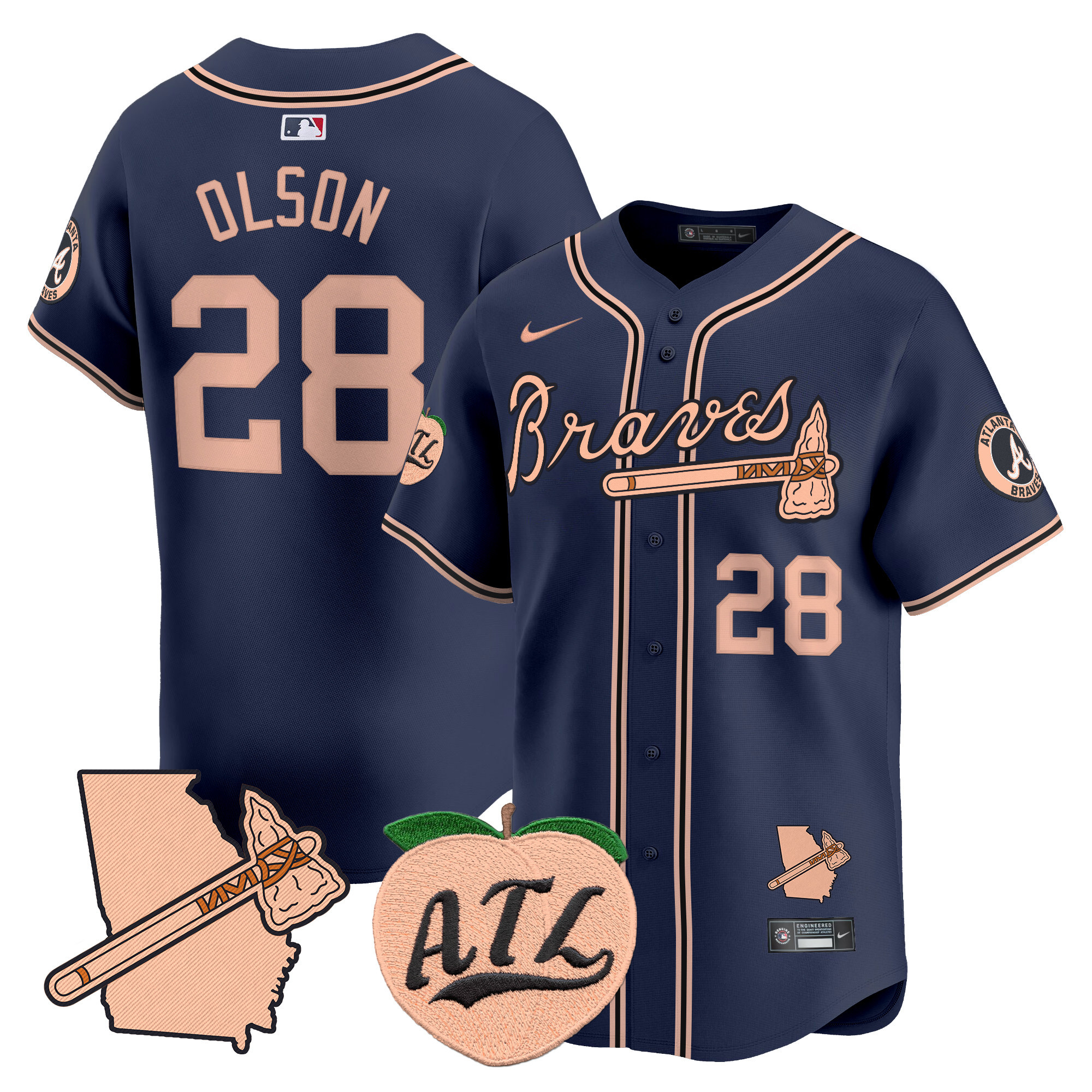 Men's Atlanta Braves Peach Vapor Premier Limited Jersey - All Stitched