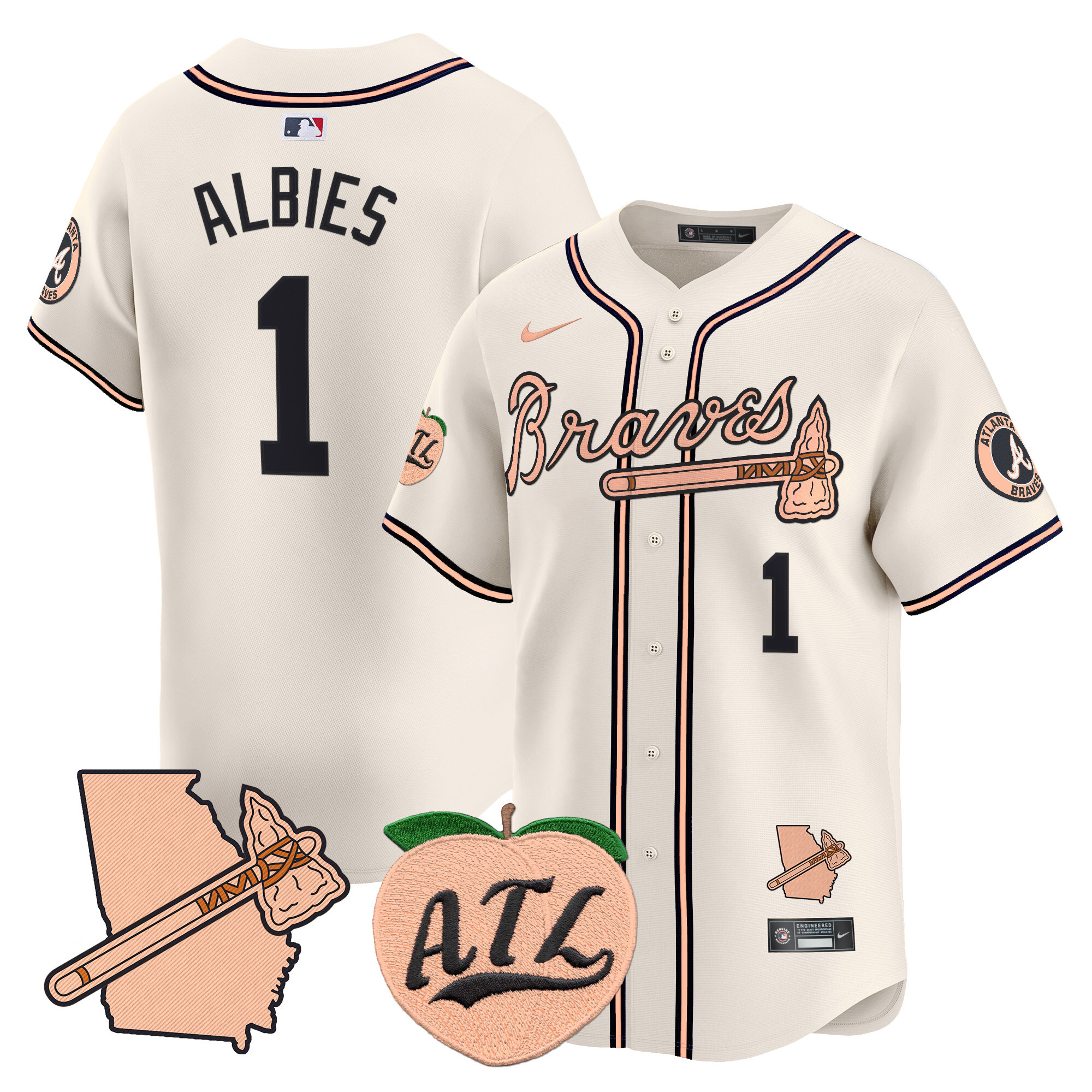 Men's Atlanta Braves Peach Vapor Premier Limited Jersey - All Stitched