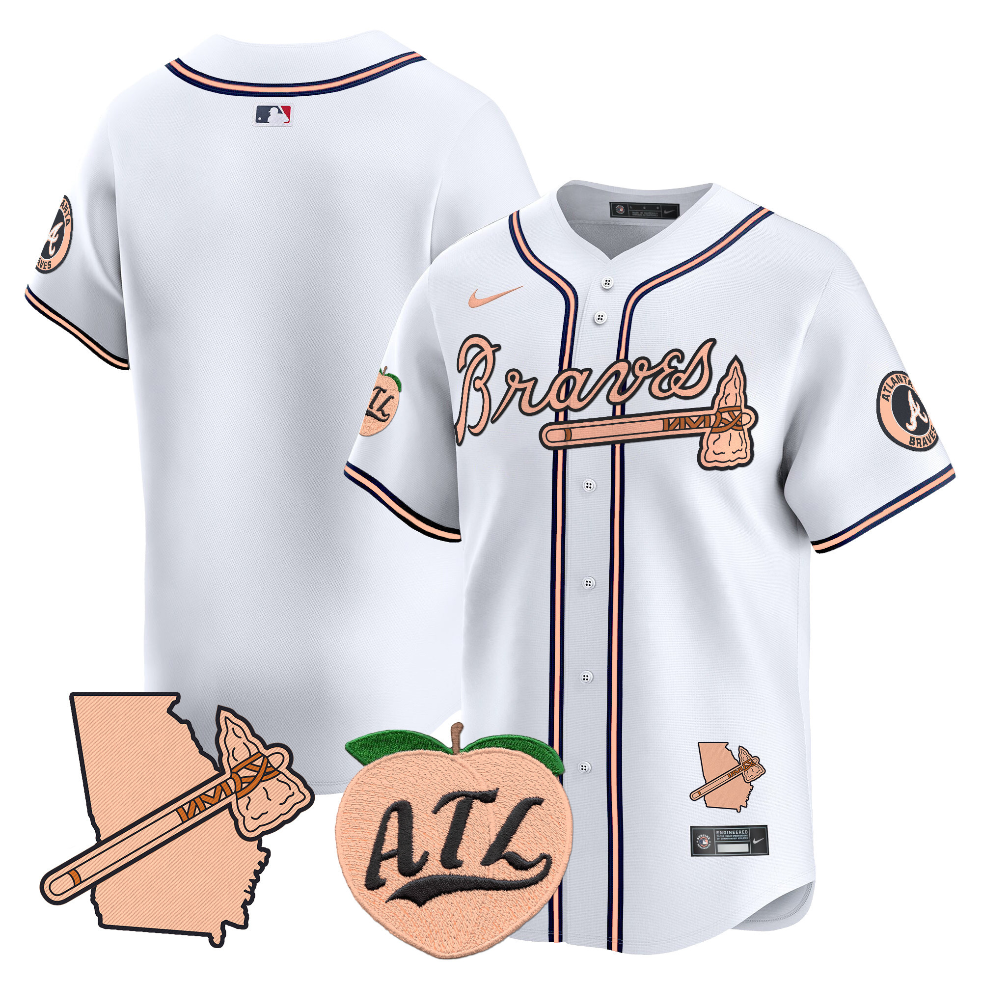 Men's Atlanta Braves Peach Vapor Premier Limited Jersey - All Stitched