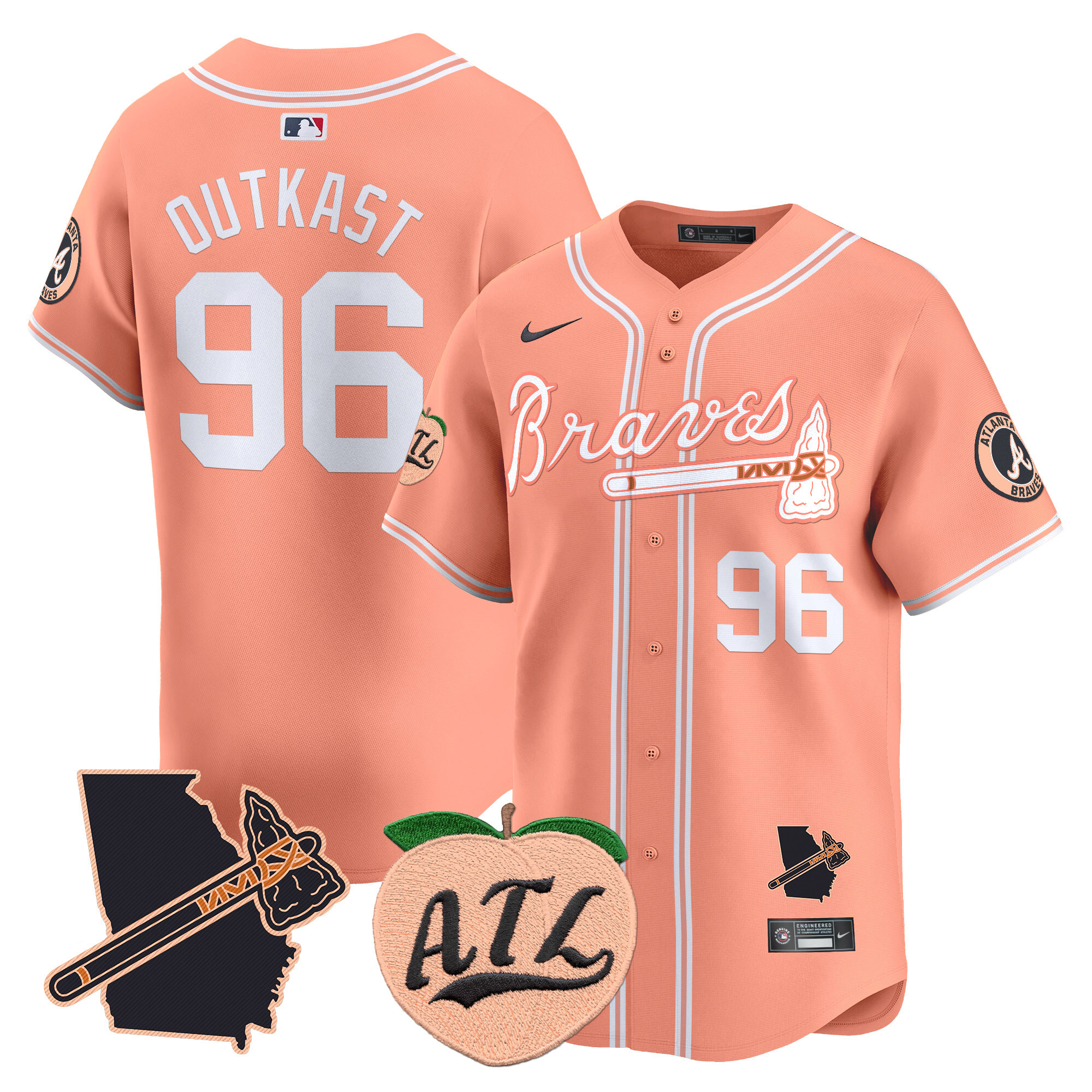 Men's Atlanta Braves Peach Vapor Premier Limited Jersey - All Stitched