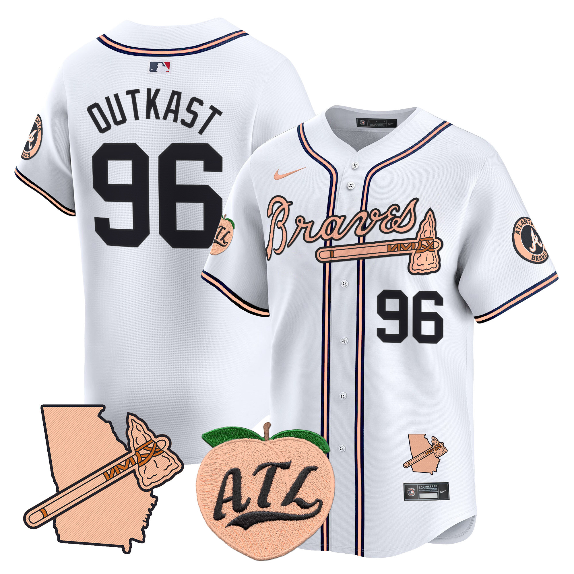 Men's Atlanta Braves Peach Vapor Premier Limited Jersey - All Stitched