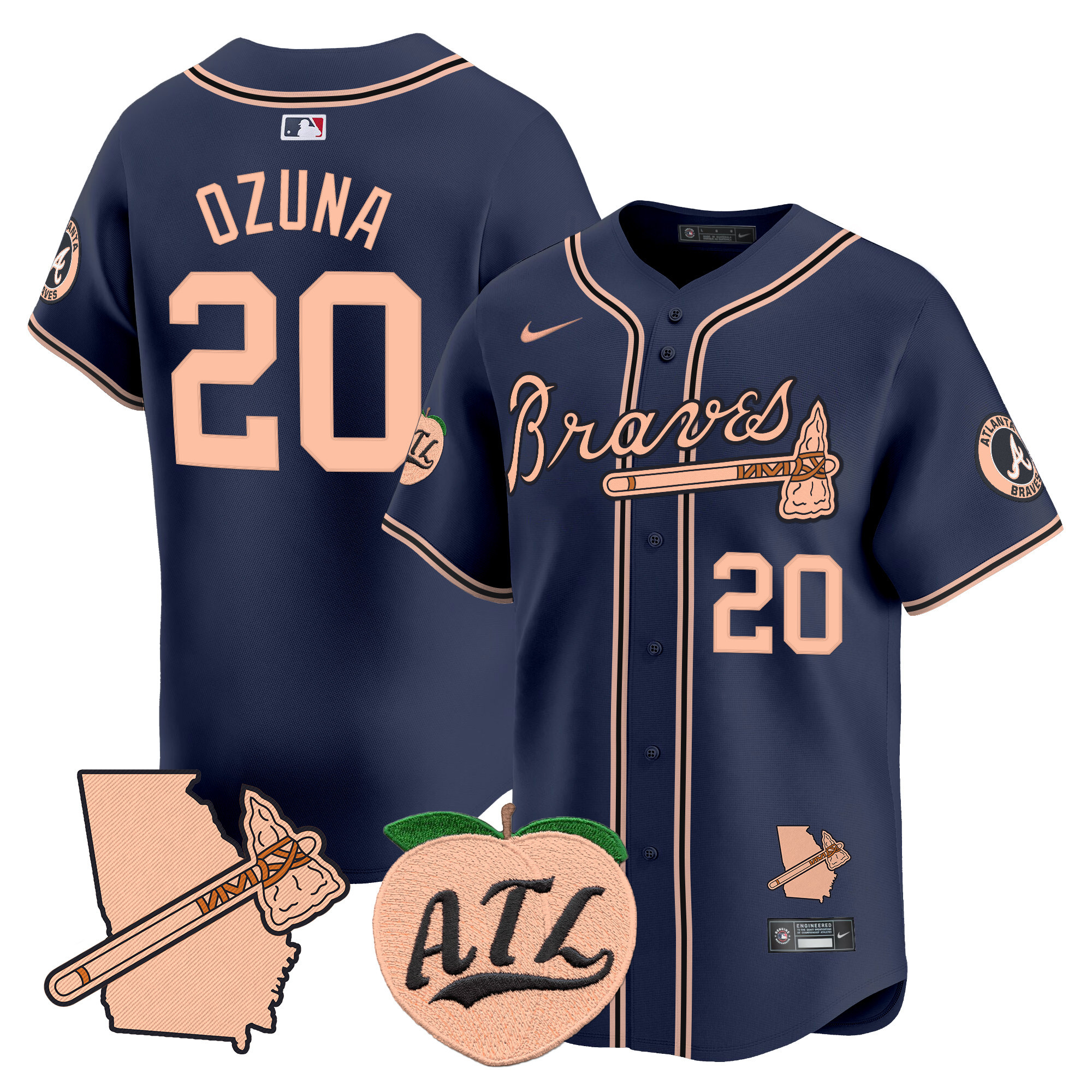 Men's Atlanta Braves Peach Vapor Premier Limited Jersey - All Stitched