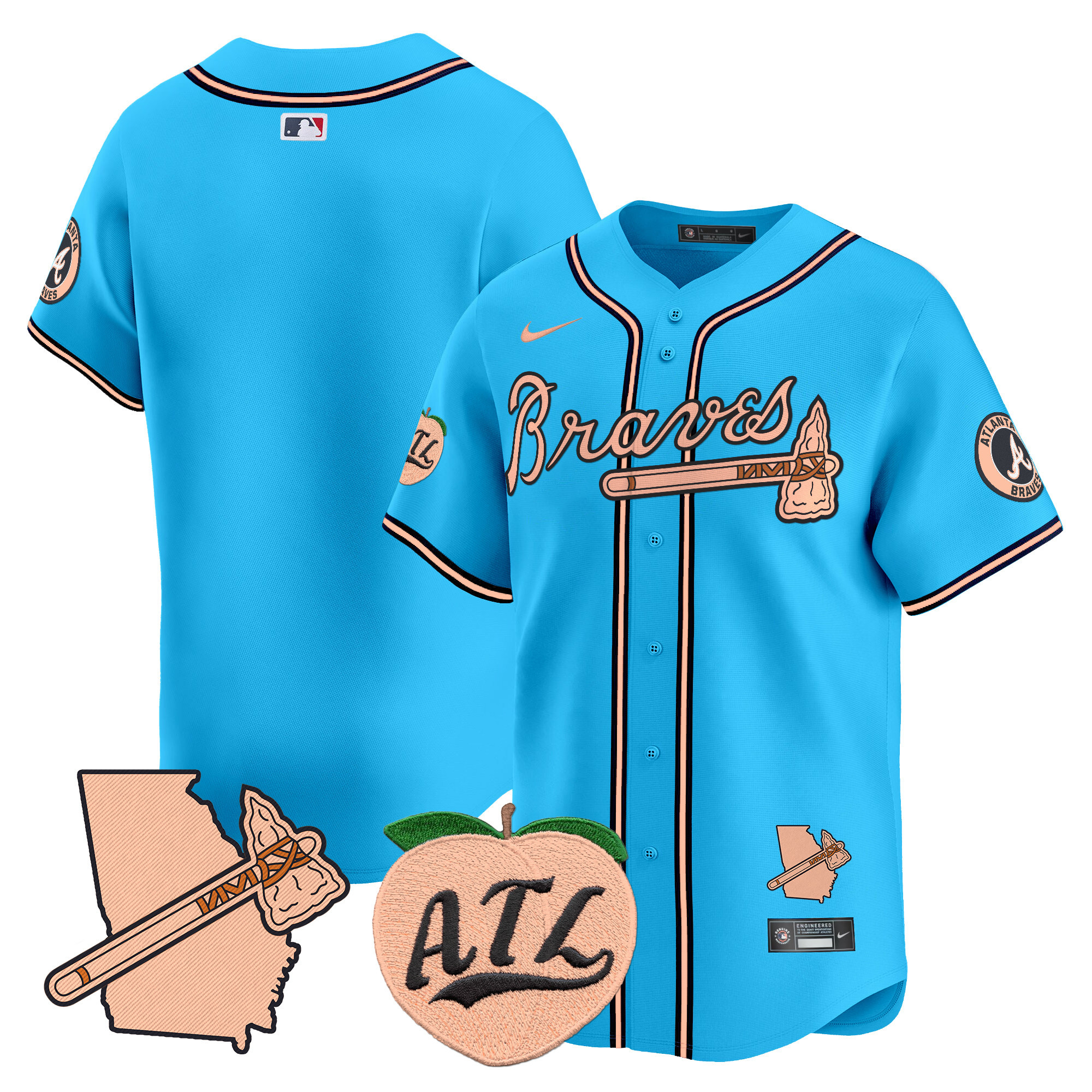 Men's Atlanta Braves Peach Vapor Premier Limited Jersey - All Stitched