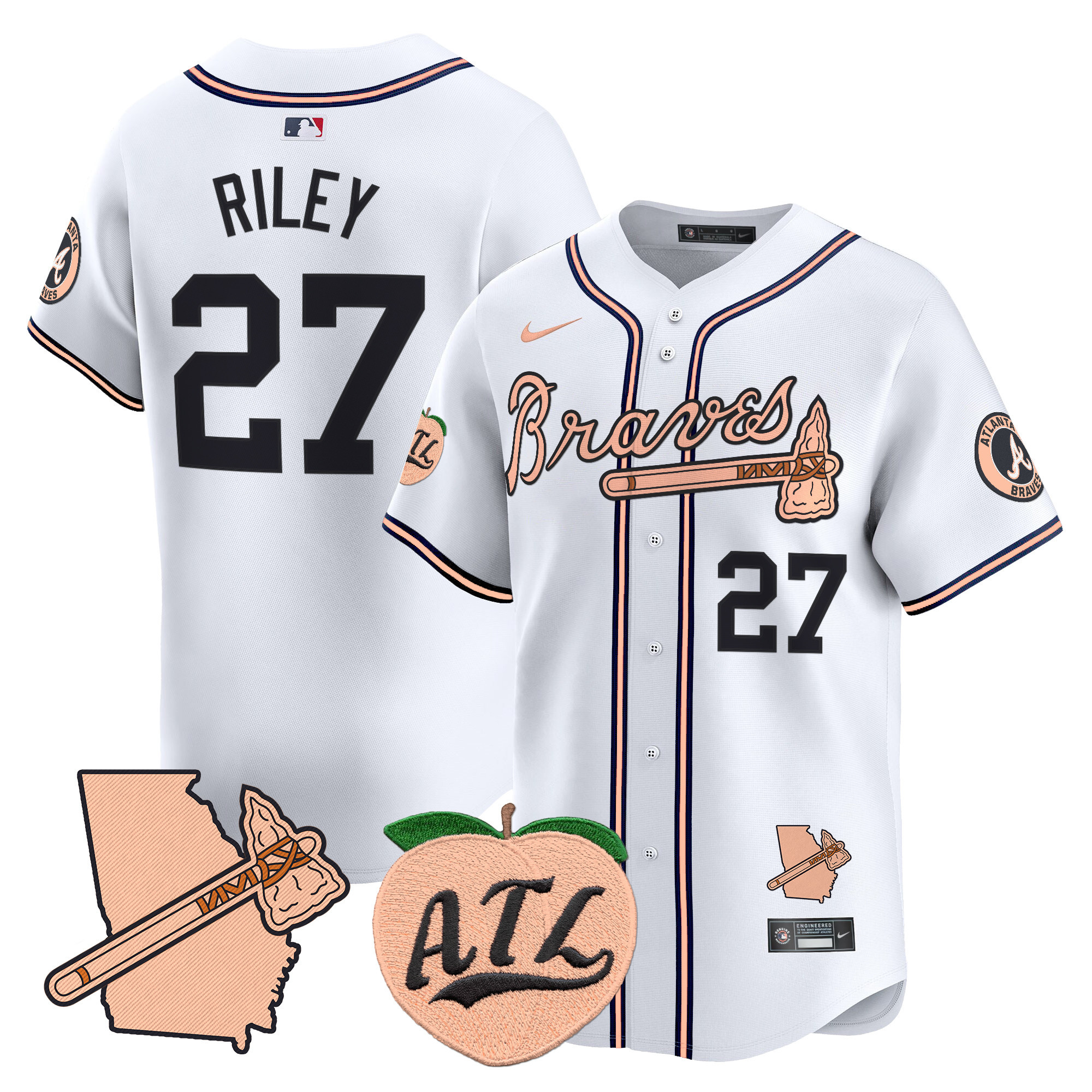 Men's Atlanta Braves Peach Vapor Premier Limited Jersey - All Stitched