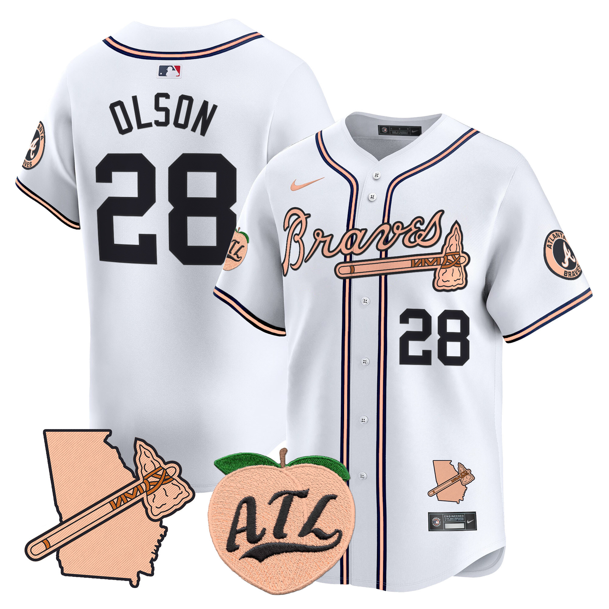 Men's Atlanta Braves Peach Vapor Premier Limited Jersey - All Stitched