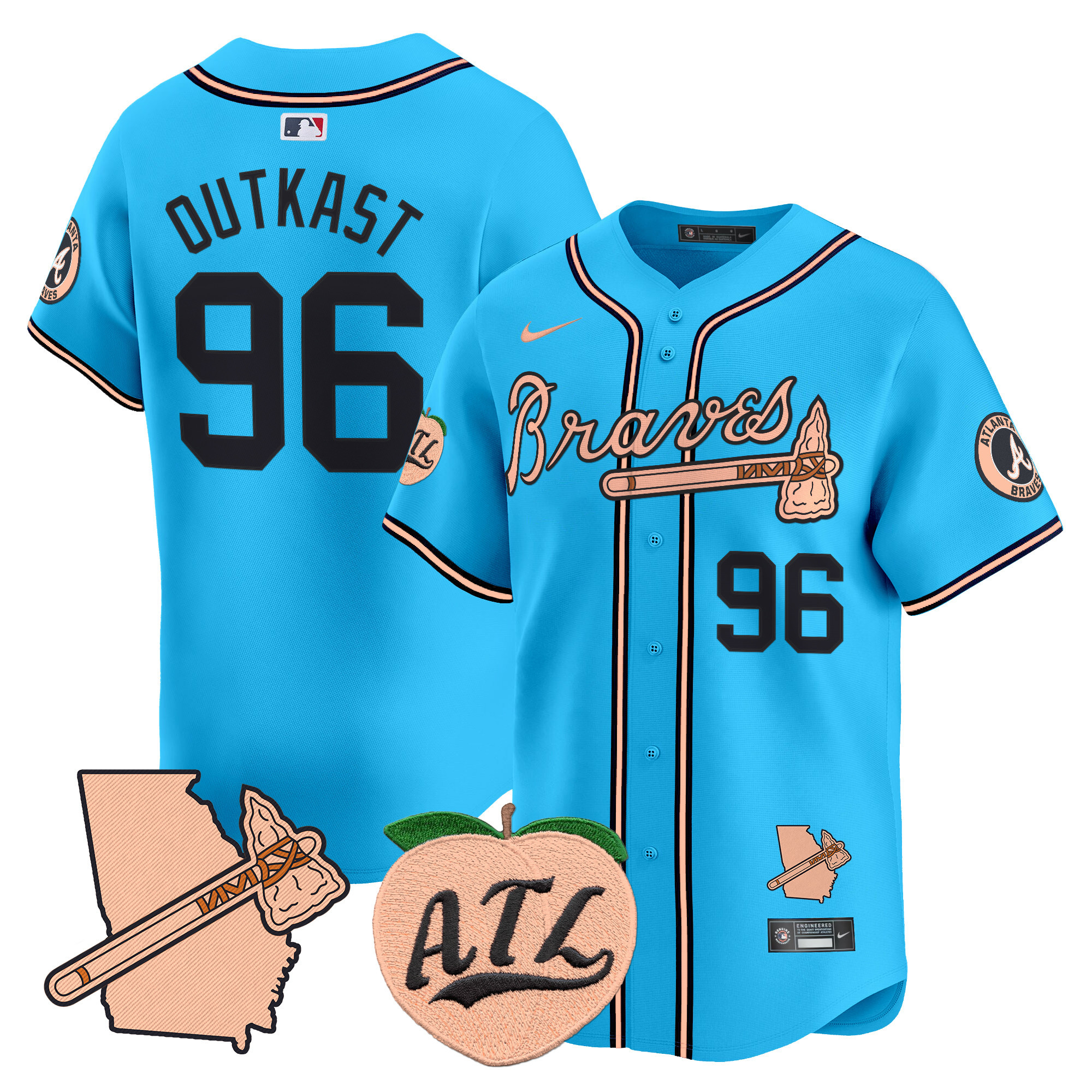 Men's Atlanta Braves Peach Vapor Premier Limited Jersey - All Stitched