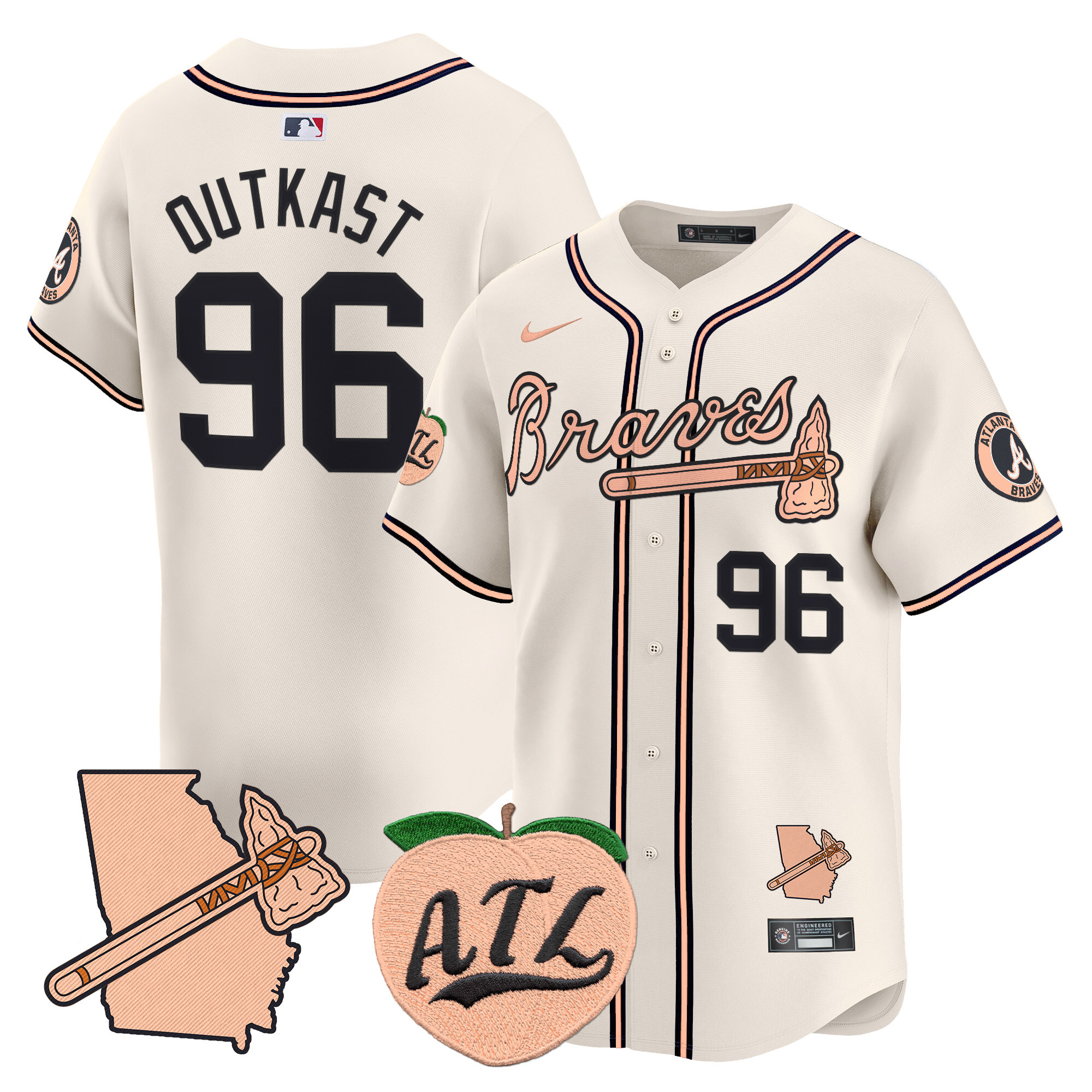 Men's Atlanta Braves Peach Vapor Premier Limited Jersey - All Stitched