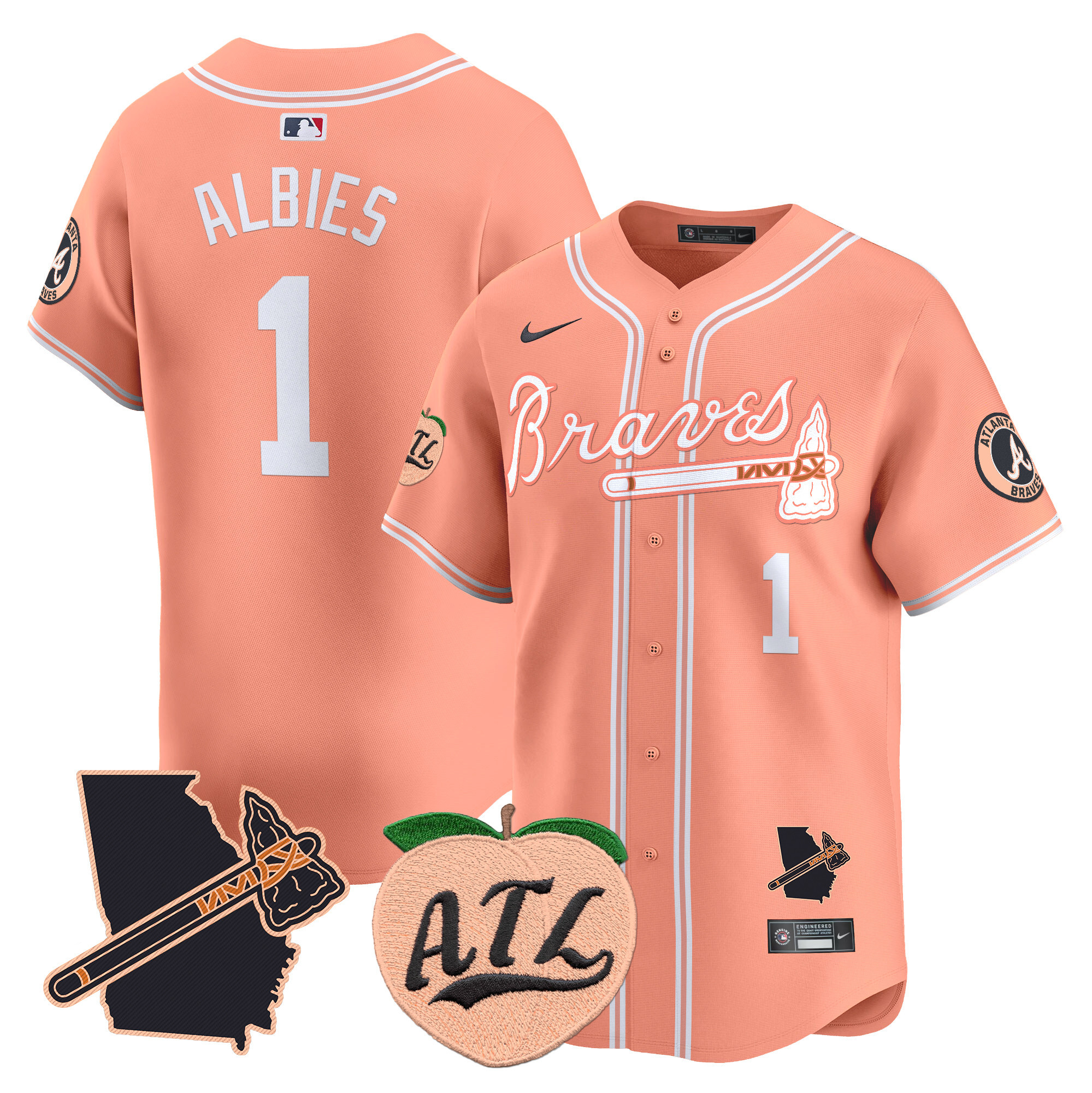 Men's Atlanta Braves Peach Vapor Premier Limited Jersey - All Stitched