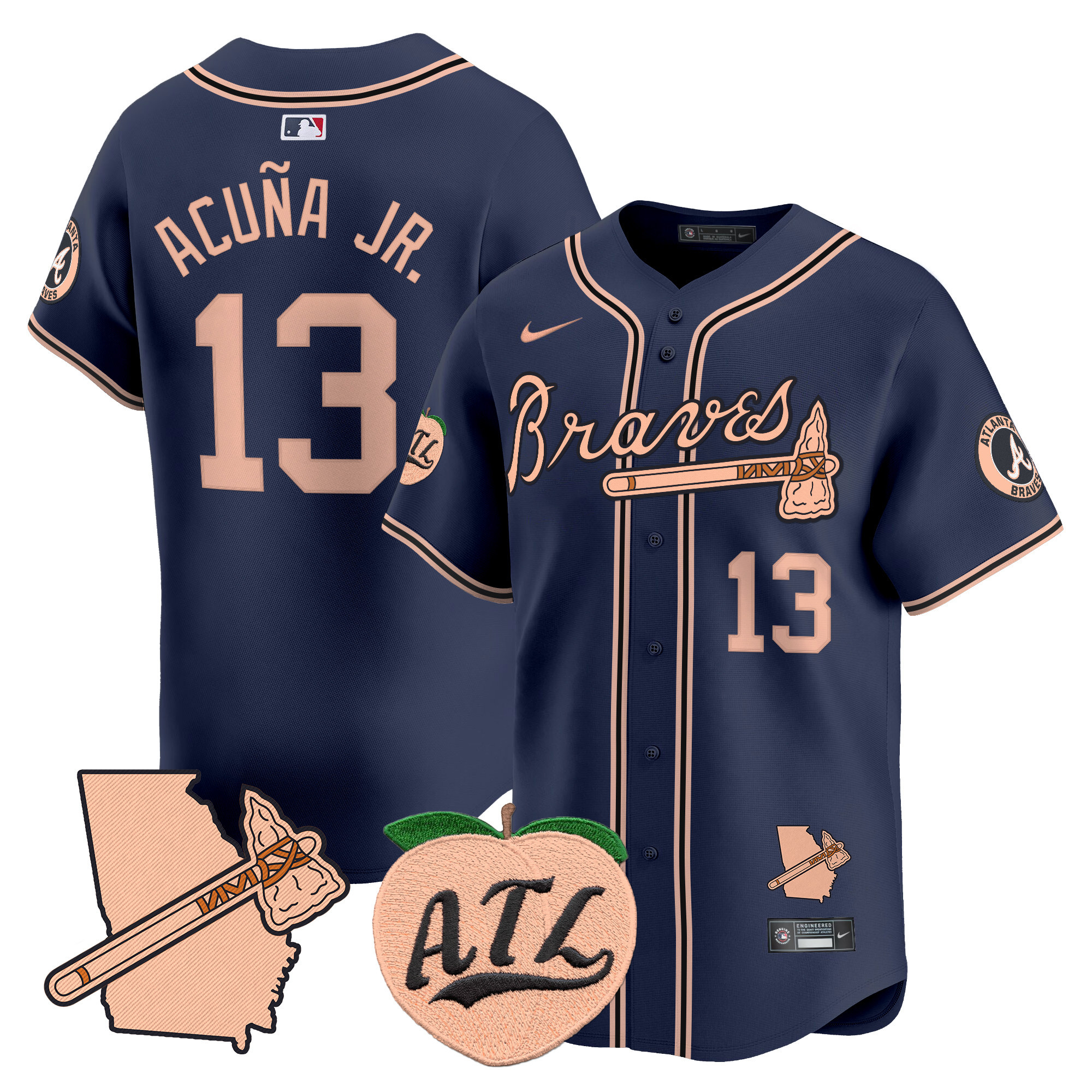 Men's Atlanta Braves Peach Vapor Premier Limited Jersey - All Stitched