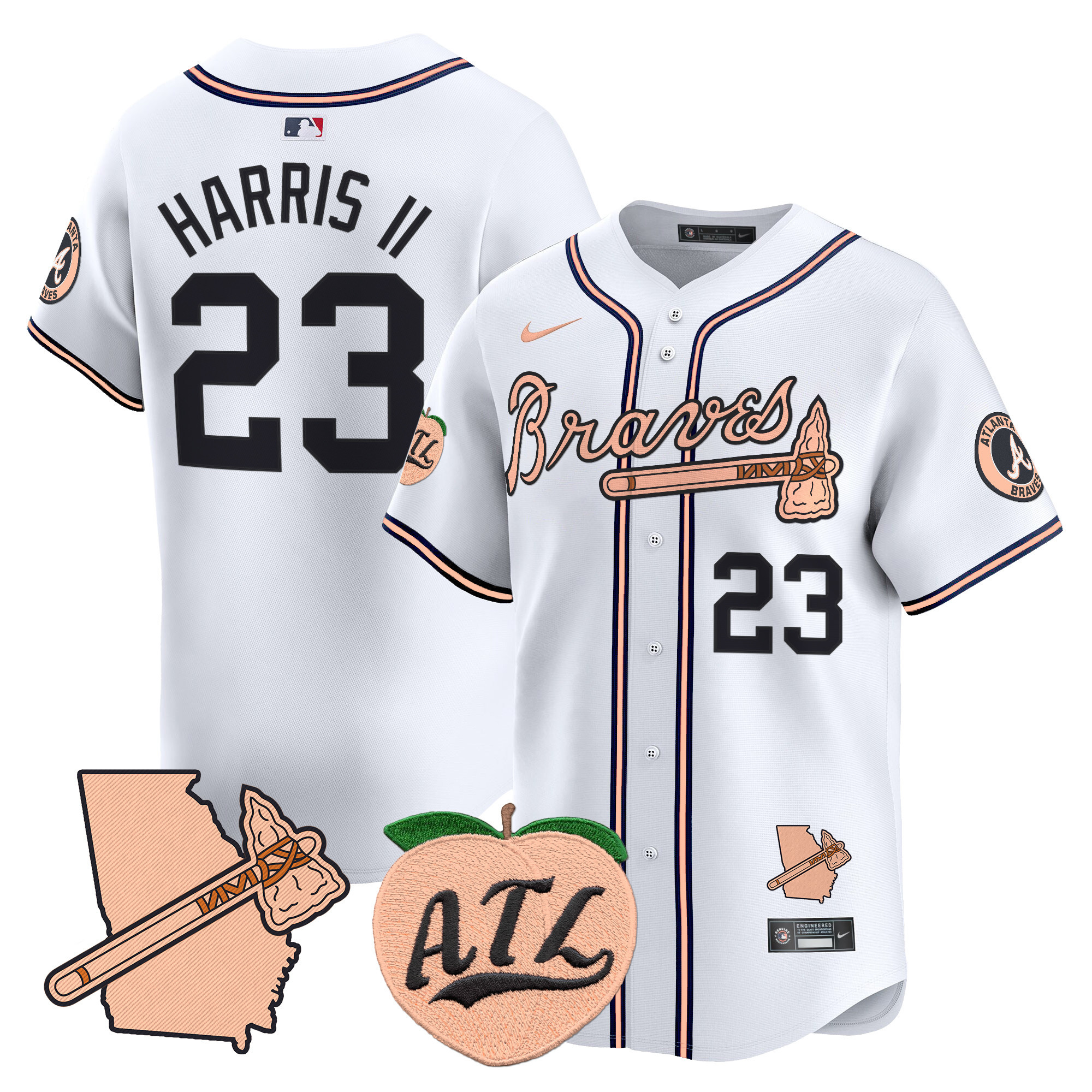 Men's Atlanta Braves Peach Vapor Premier Limited Jersey - All Stitched