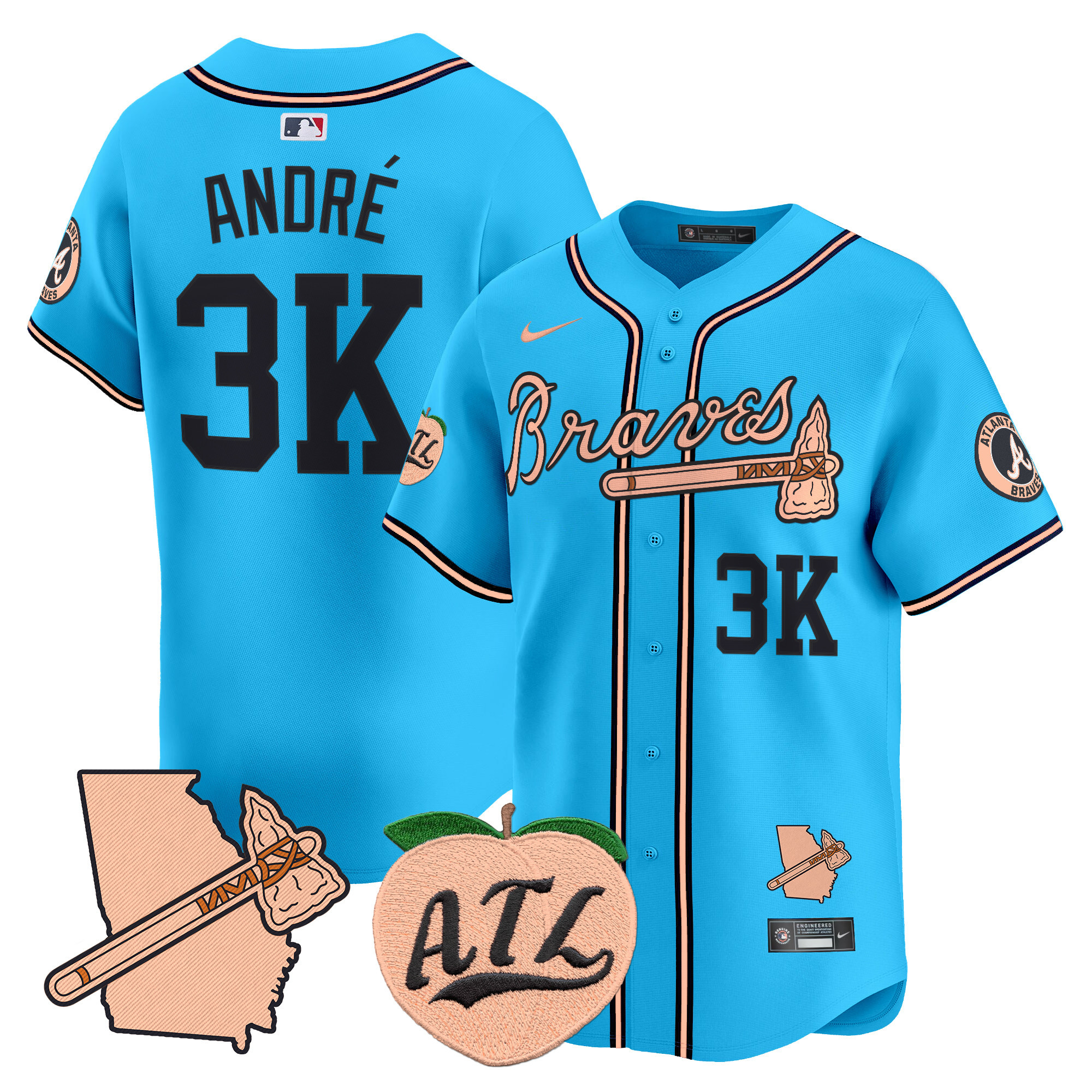 Men's Atlanta Braves Peach Vapor Premier Limited Jersey - All Stitched