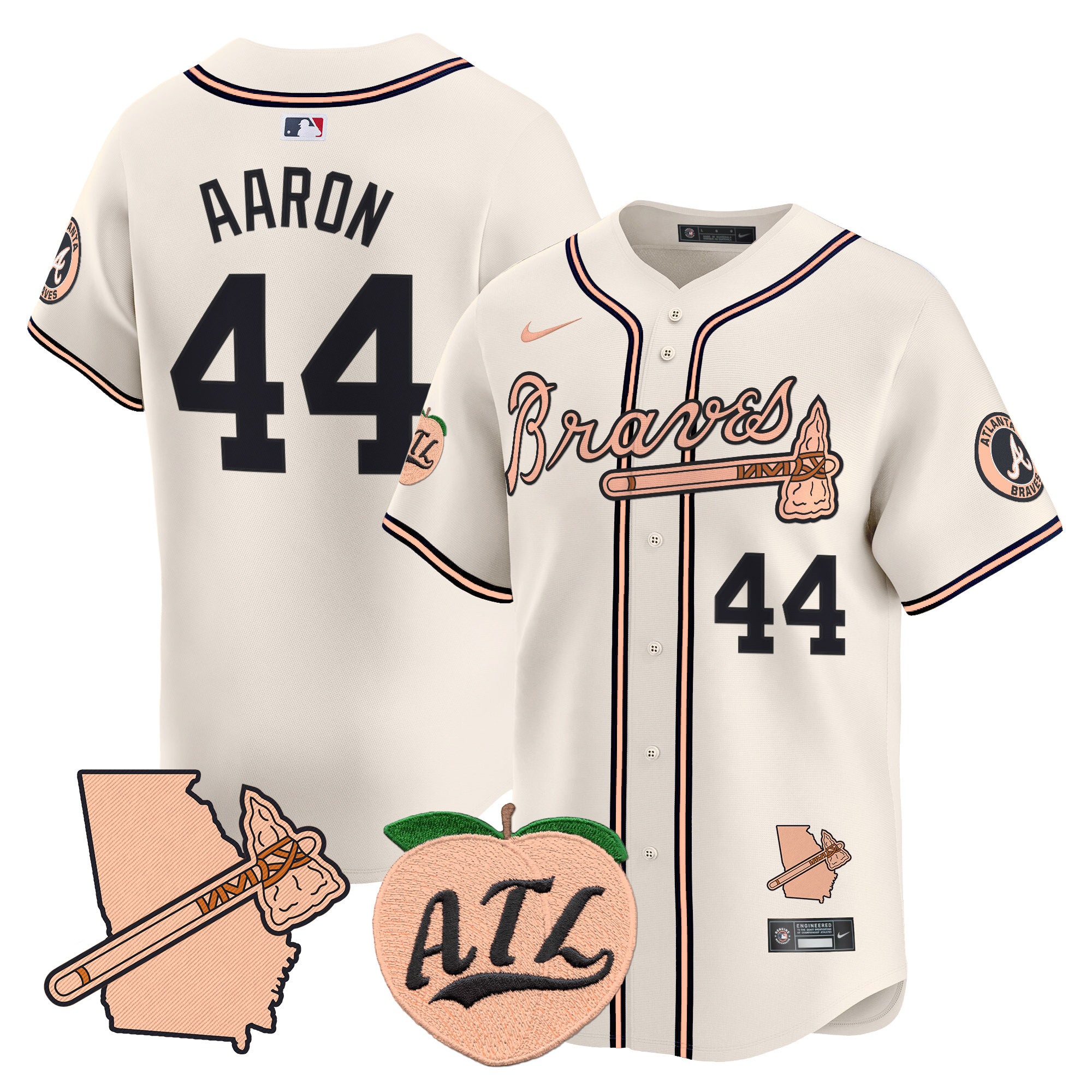 Men's Atlanta Braves Peach Vapor Premier Limited Jersey - All Stitched