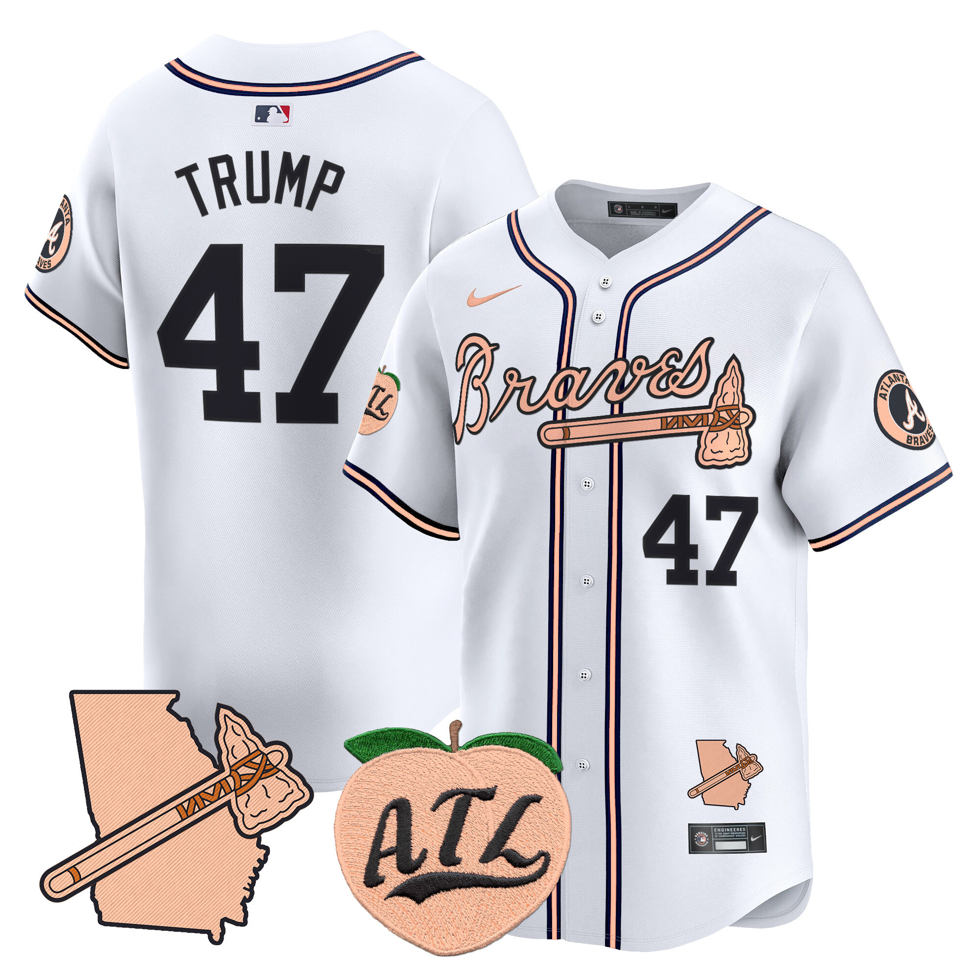 Men's Atlanta Braves Peach Vapor Premier Limited Jersey - All Stitched