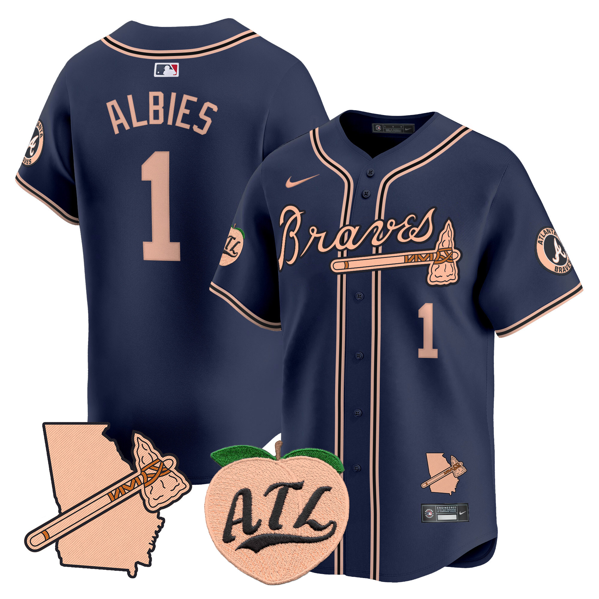 Men's Atlanta Braves Peach Vapor Premier Limited Jersey - All Stitched