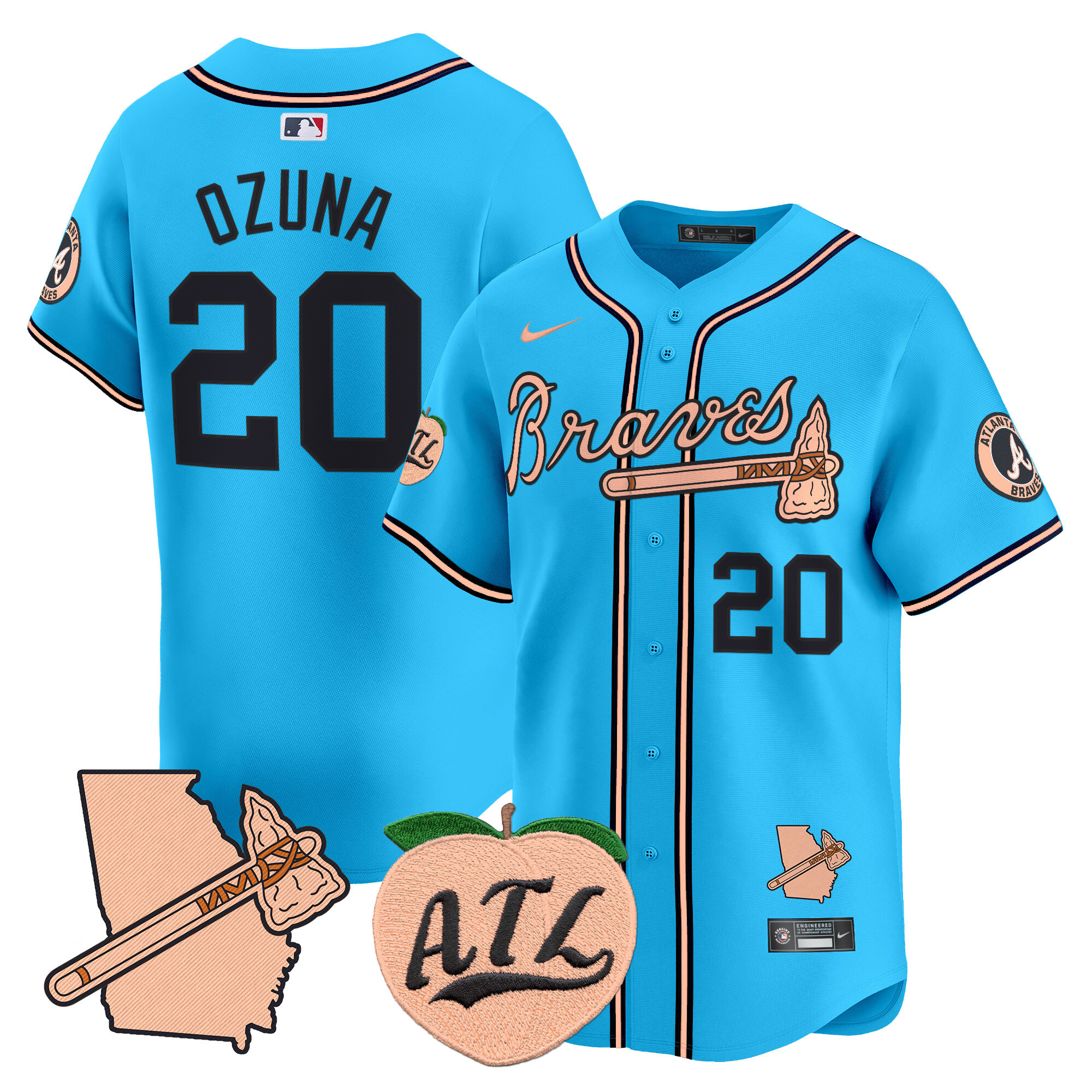 Men's Atlanta Braves Peach Vapor Premier Limited Jersey - All Stitched