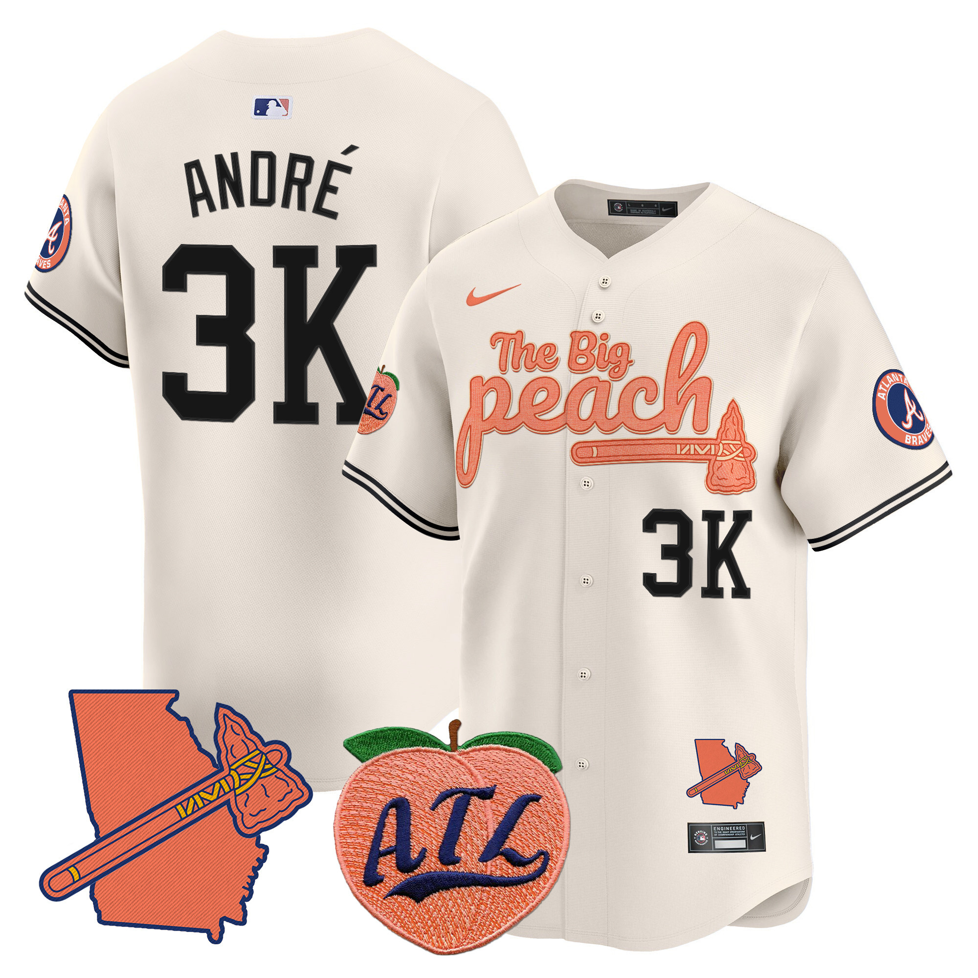 Men's Atlanta Braves The Big Peach Vapor Premier Limited Jersey V2 - All Stitched