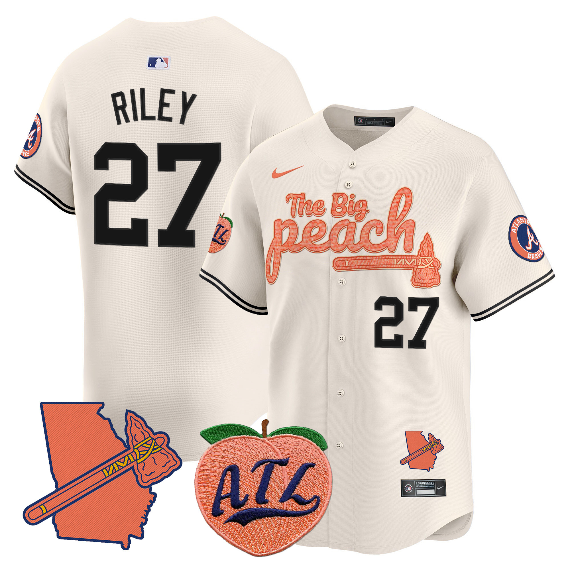 Men's Atlanta Braves The Big Peach Vapor Premier Limited Jersey V2 - All Stitched