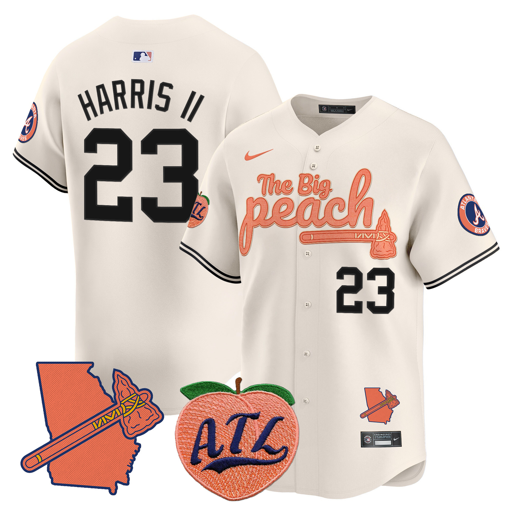 Men's Atlanta Braves The Big Peach Vapor Premier Limited Jersey V2 - All Stitched