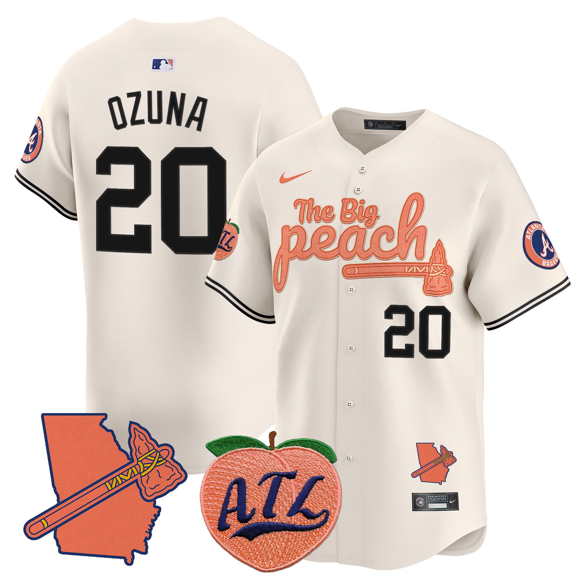 Men's Atlanta Braves The Big Peach Vapor Premier Limited Jersey V2 - All Stitched