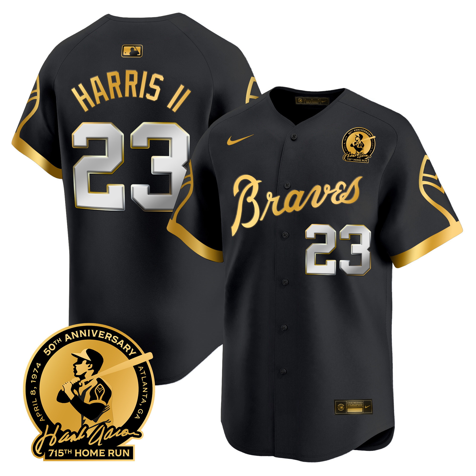Men's Atlanta Braves Throwback 1974 - 1982 Vapor Premier Limited Jersey - All Stitched
