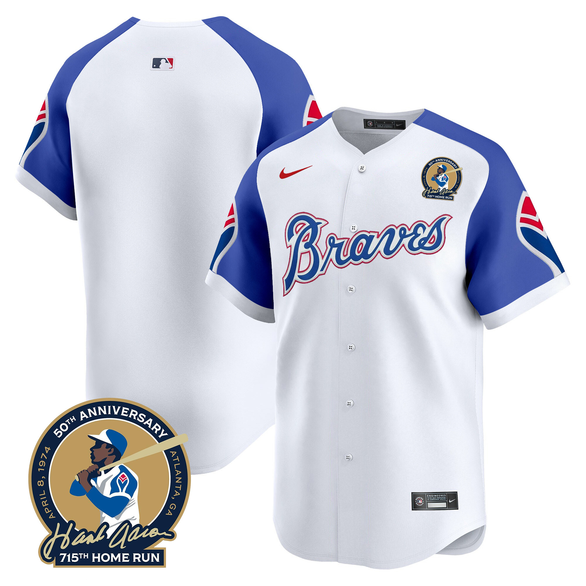Men's Atlanta Braves Throwback 1974 - 1982 Vapor Premier Limited Jersey - All Stitched