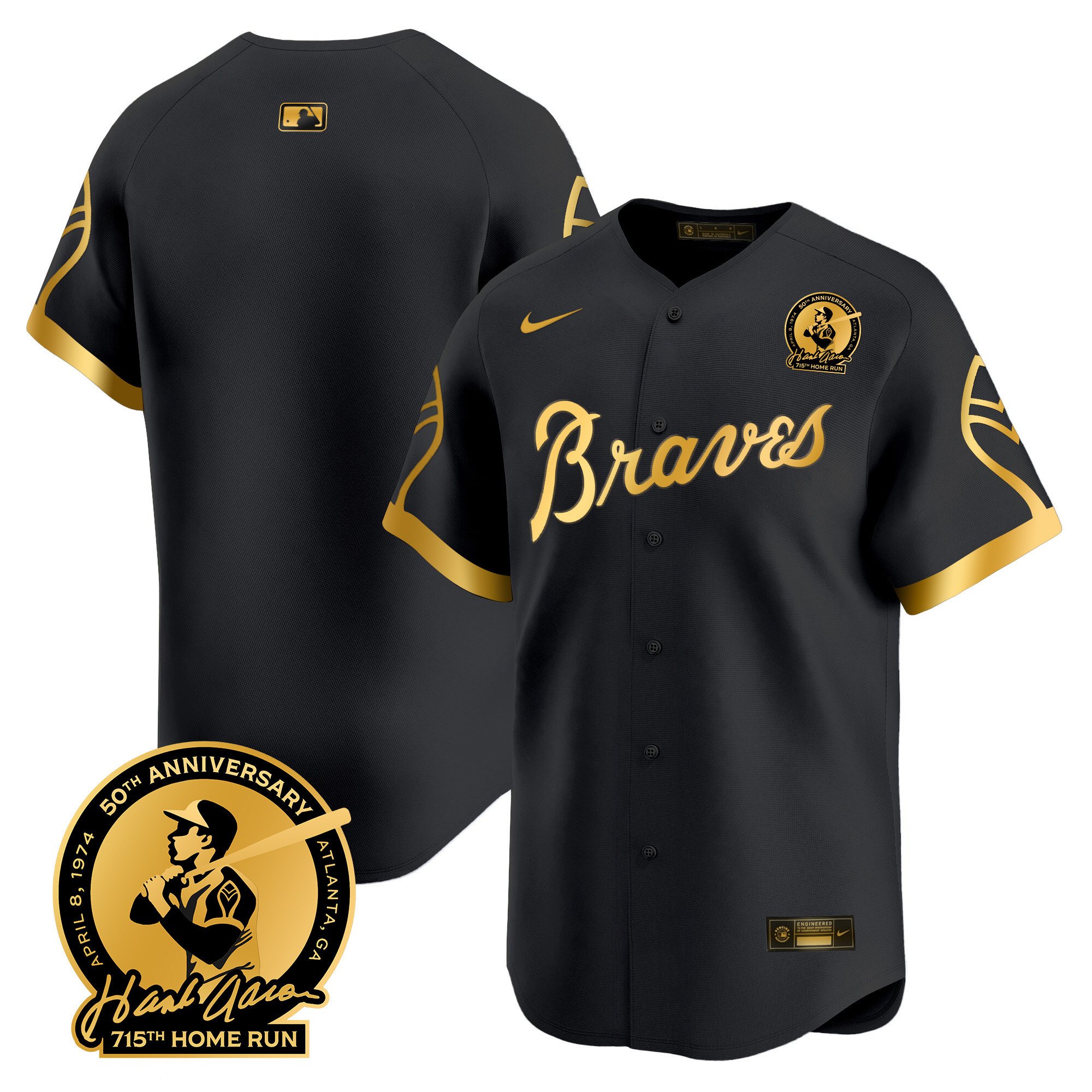 Men's Atlanta Braves Throwback 1974 - 1982 Vapor Premier Limited Jersey - All Stitched