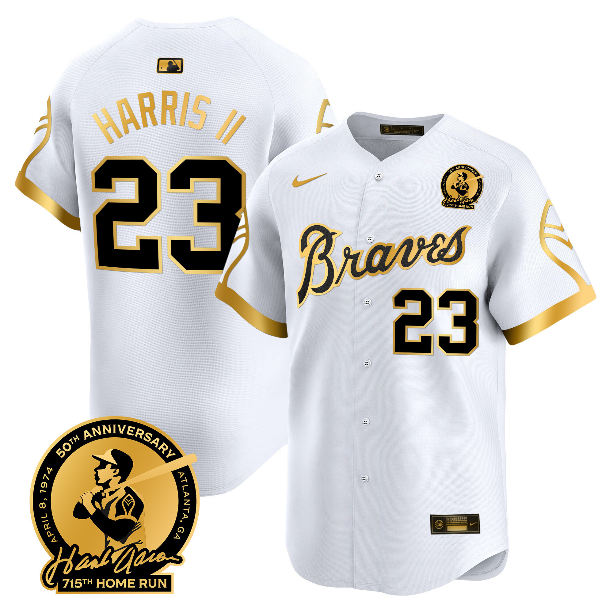 Men's Atlanta Braves Throwback 1974 - 1982 Vapor Premier Limited Jersey - All Stitched