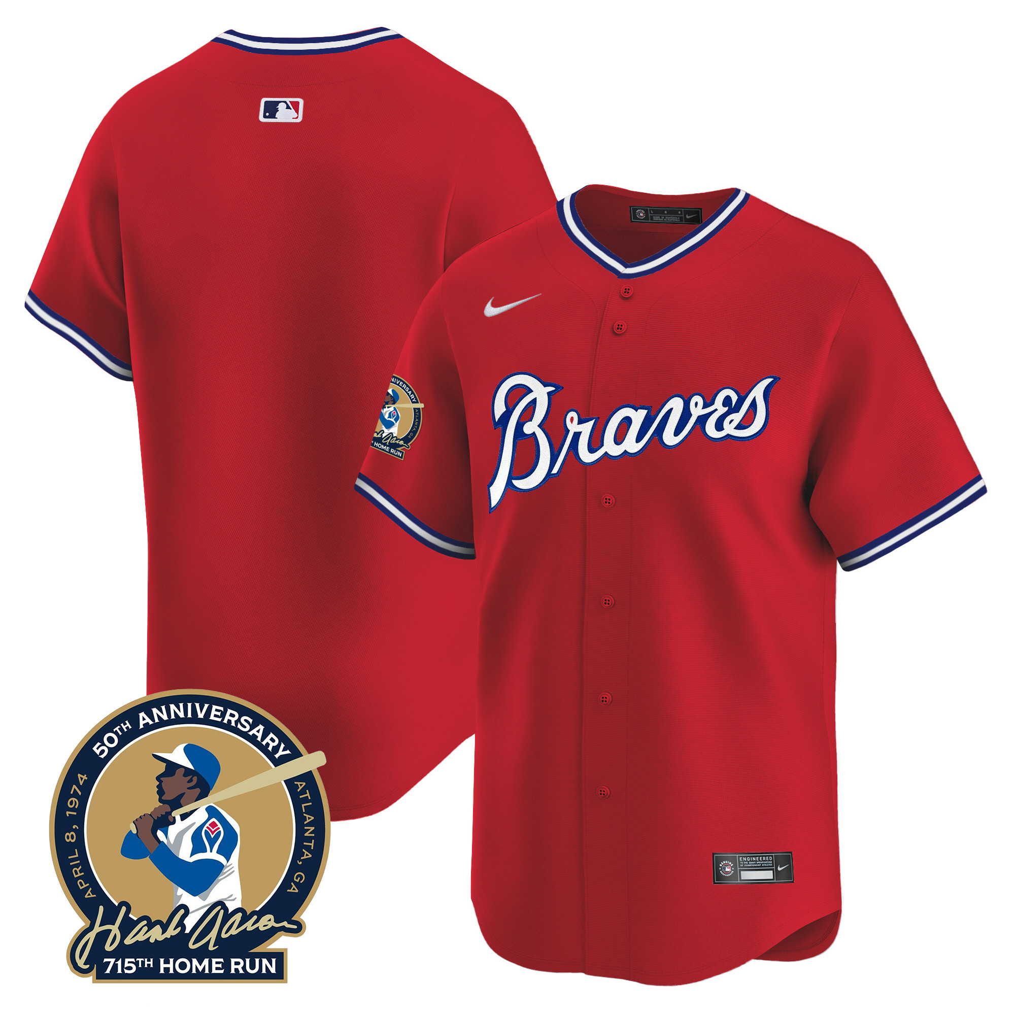 Men's Atlanta Braves Throwback 1974 - 1982 Vapor Premier Limited Jersey - All Stitched