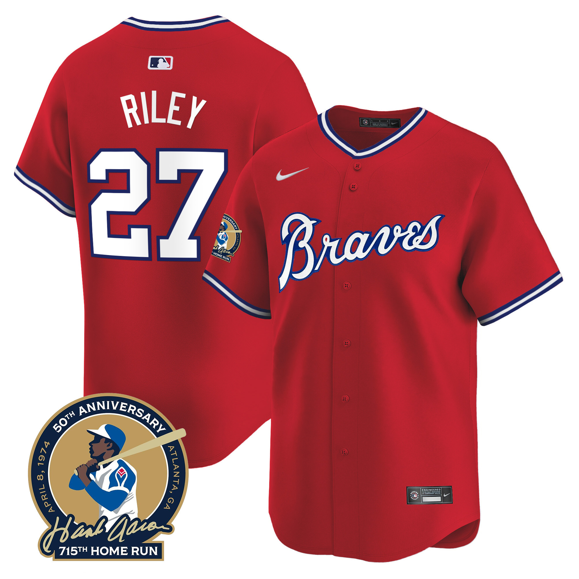 Men's Atlanta Braves Throwback 1974 - 1982 Vapor Premier Limited Jersey - All Stitched