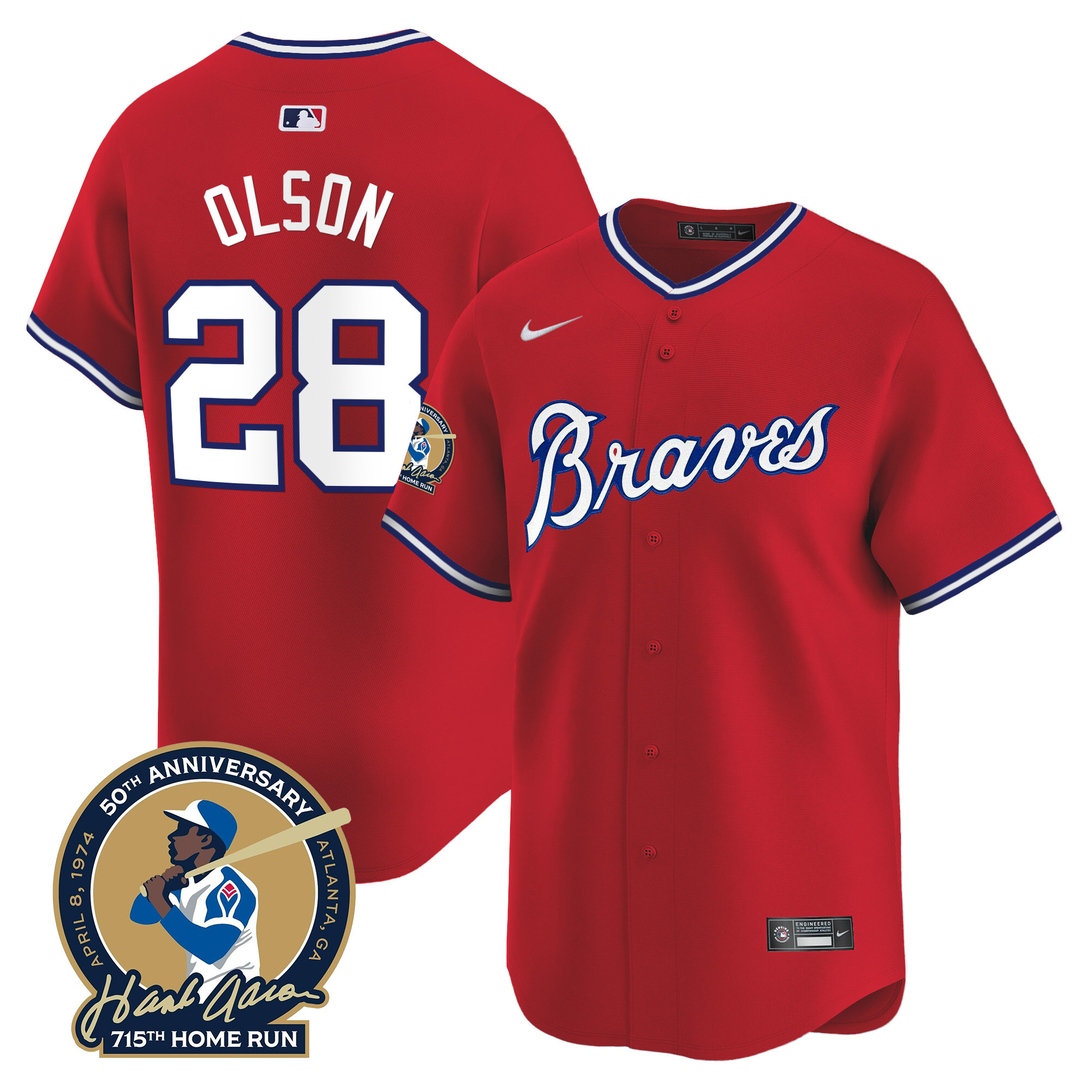 Men's Atlanta Braves Throwback 1974 - 1982 Vapor Premier Limited Jersey - All Stitched