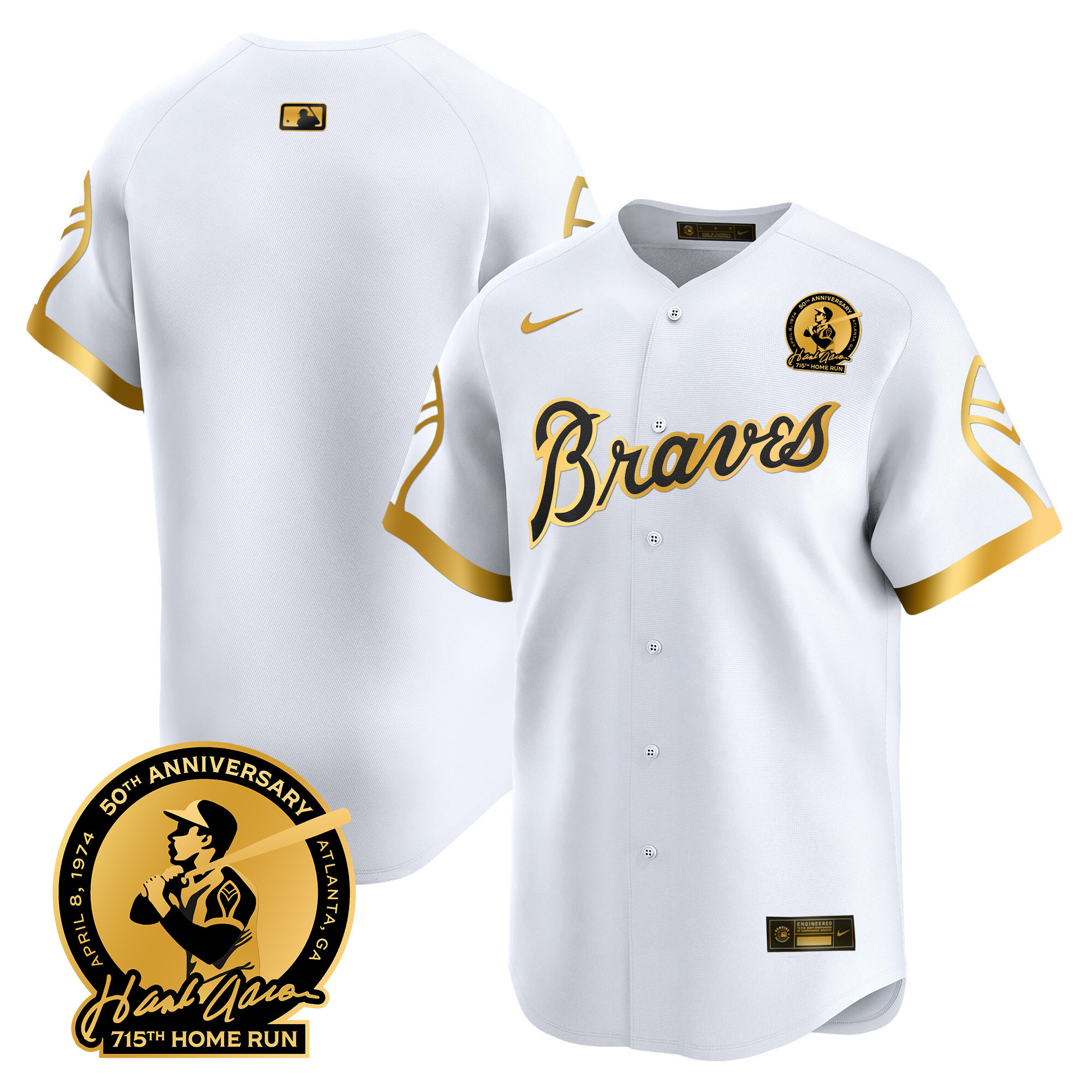 Men's Atlanta Braves Throwback 1974 - 1982 Vapor Premier Limited Jersey - All Stitched