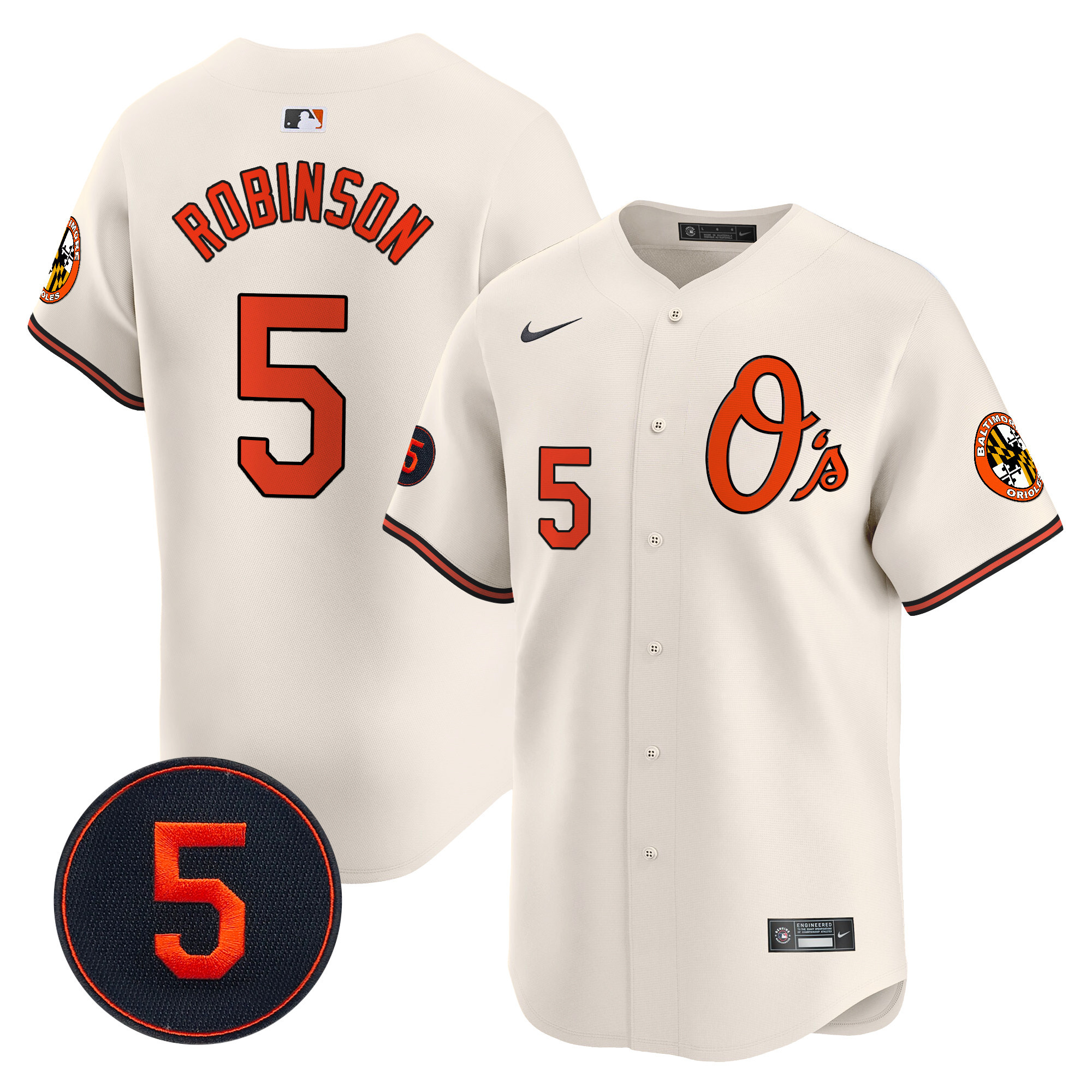 Men’s Baltimore Orioles Robinson Patch Vapor Premier Limited Jersey V4 - All Stitched