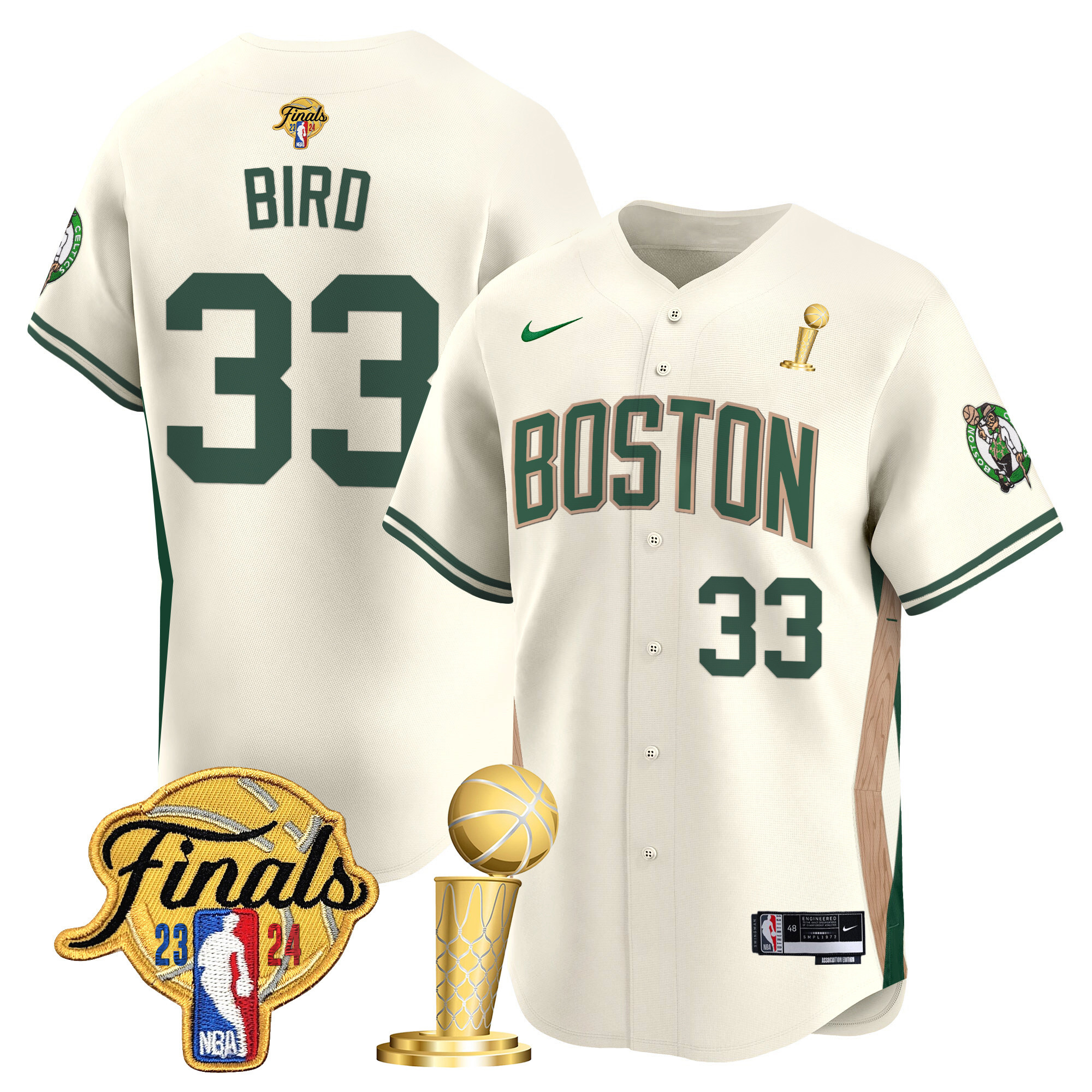 Men's Boston Celtics 2024 Final & Champions Patch Baseball Jersey - All Stitched