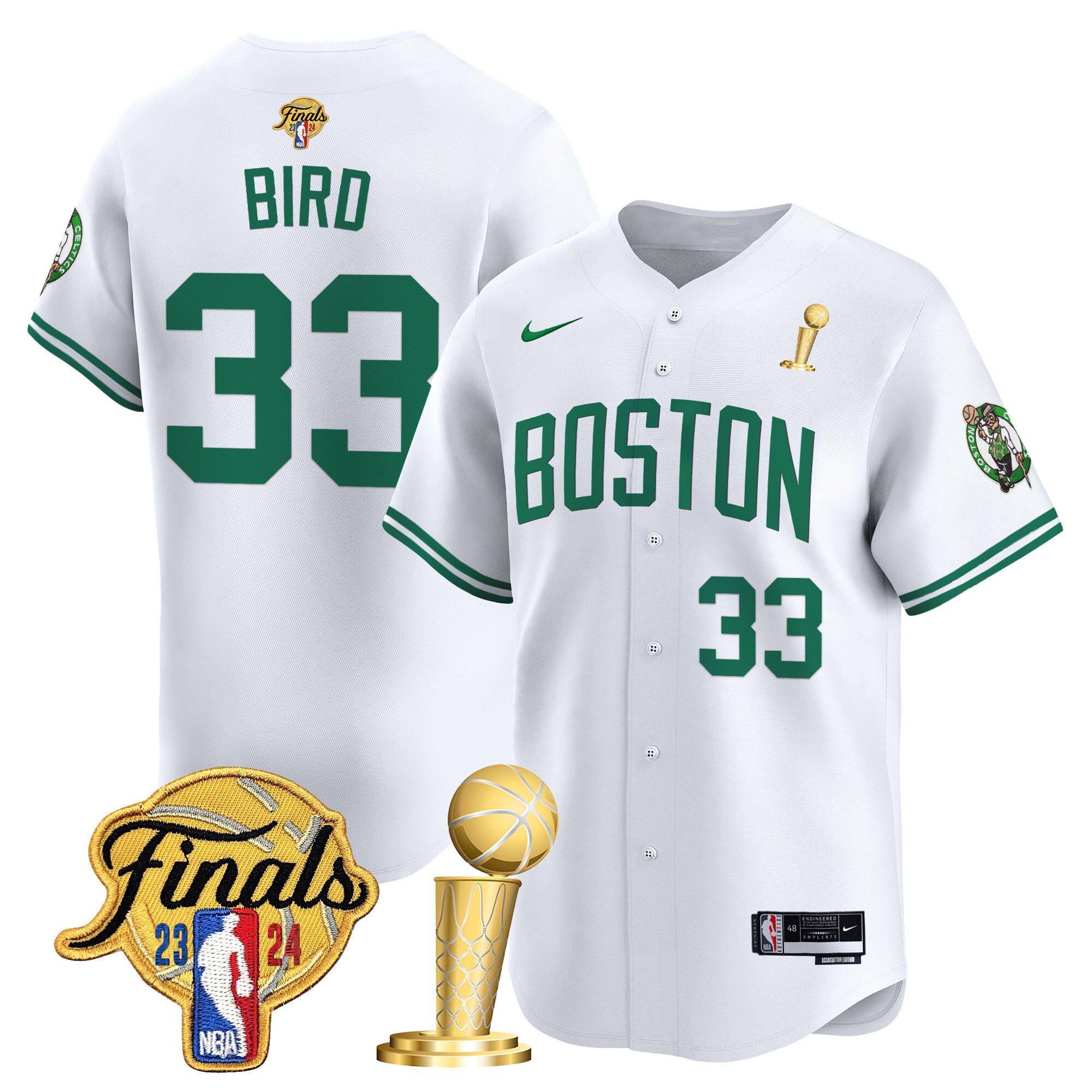 Men's Boston Celtics 2024 Final & Champions Patch Baseball Jersey - All Stitched