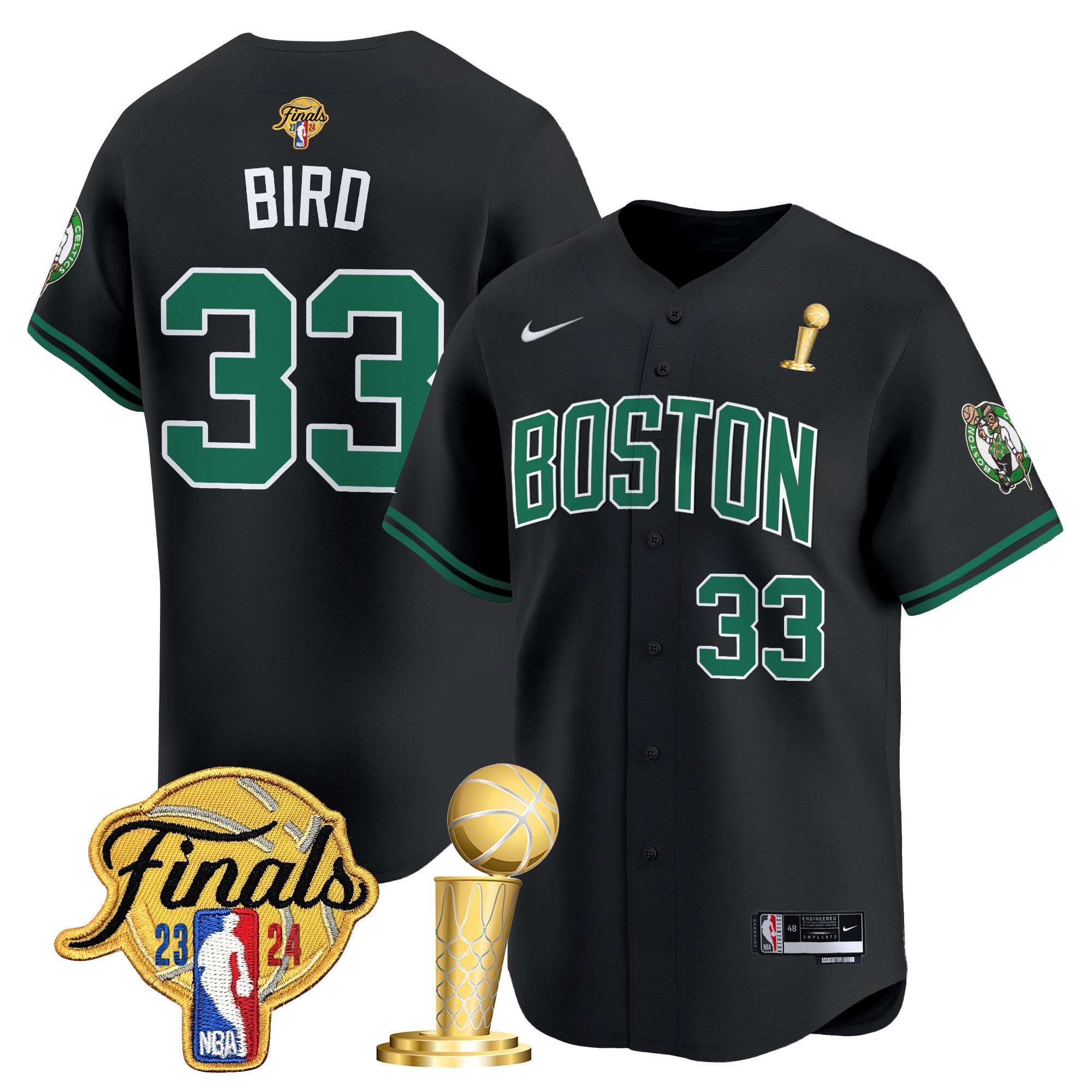 Men's Boston Celtics 2024 Final & Champions Patch Baseball Jersey - All Stitched