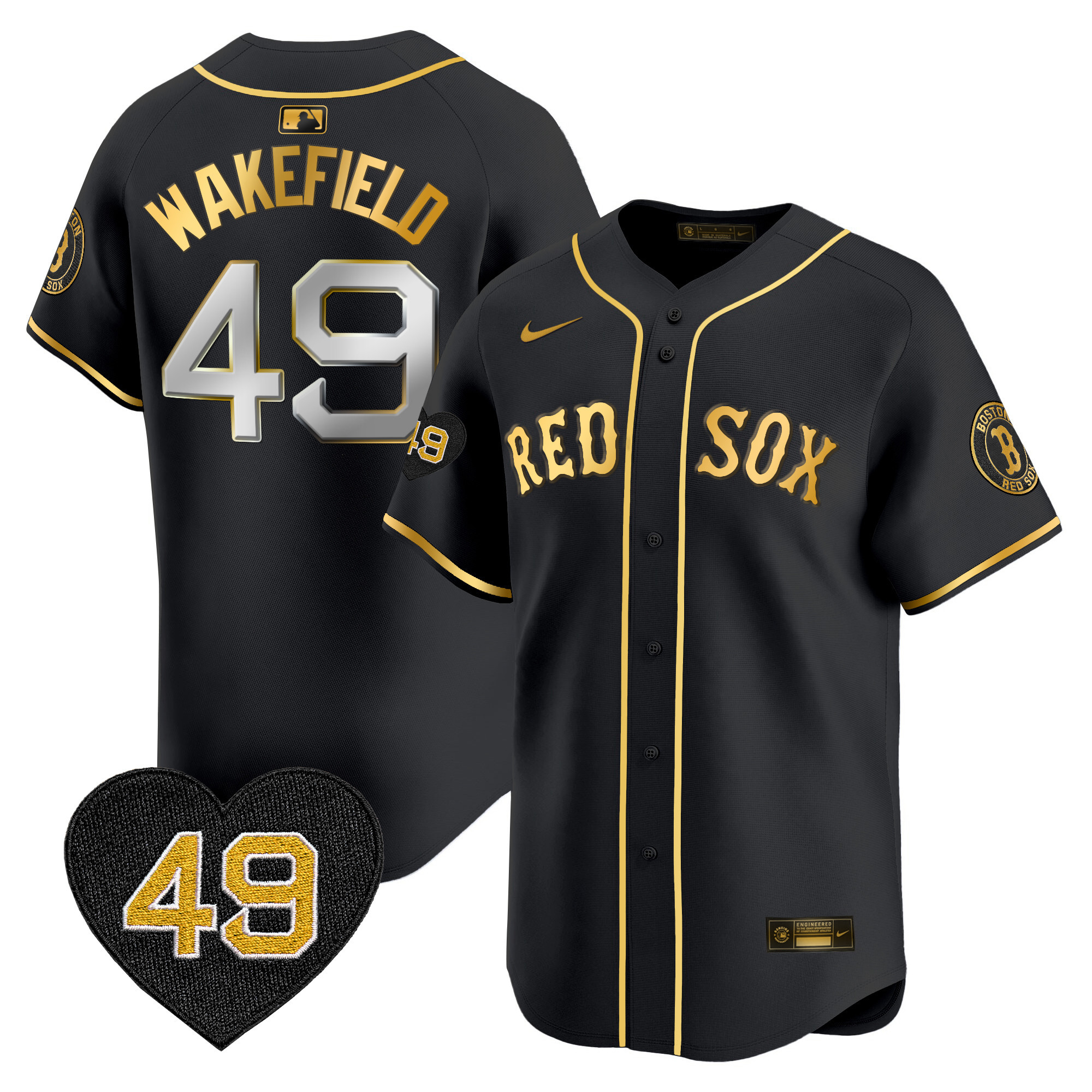Men's Boston Red Sox Tim Wakefield Patch Vapor Premier Limited Jersey - All Stitched