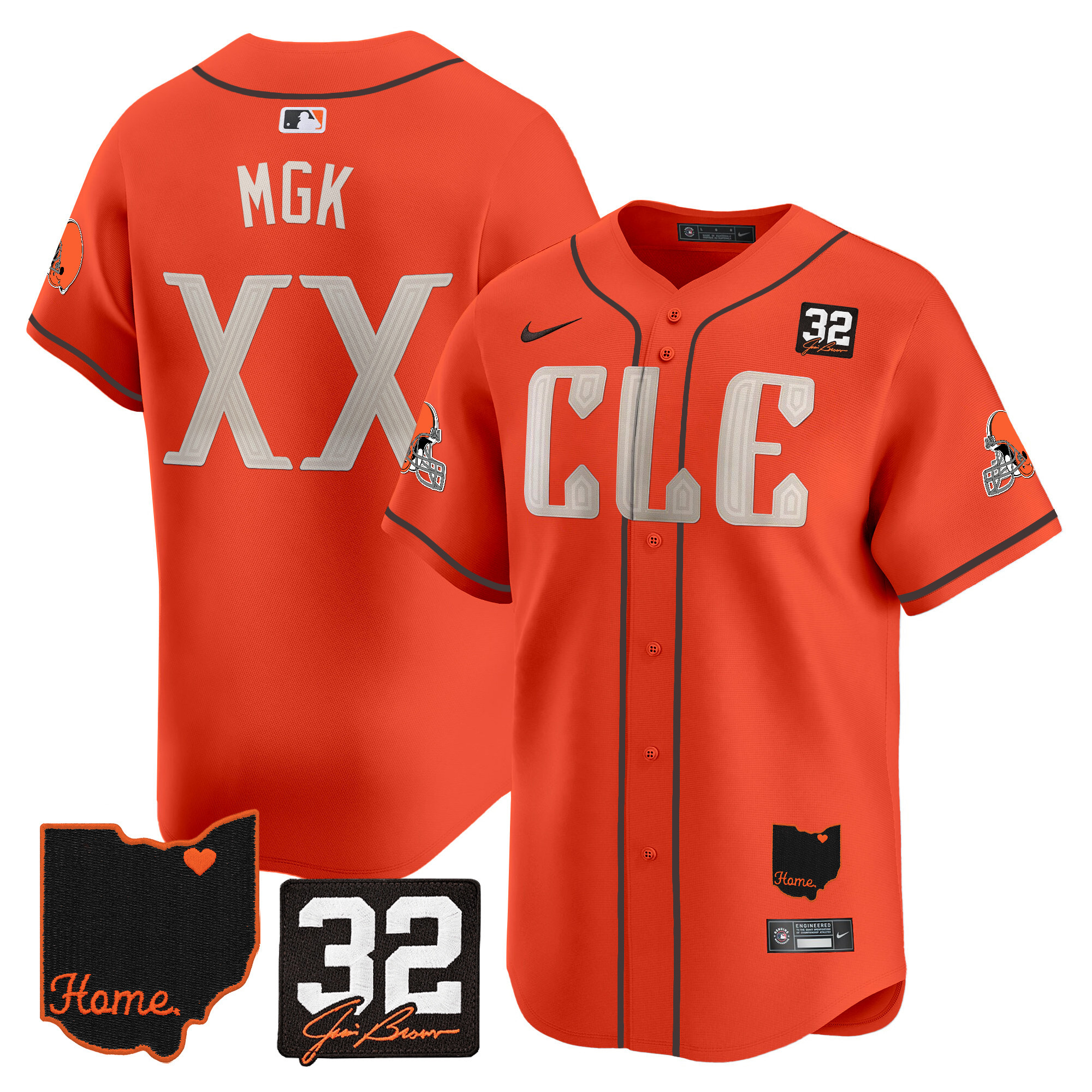 Men's Browns #32 Jim Brown Memorial & Home Patch Vapor Premier Limited Jersey - All Stitched